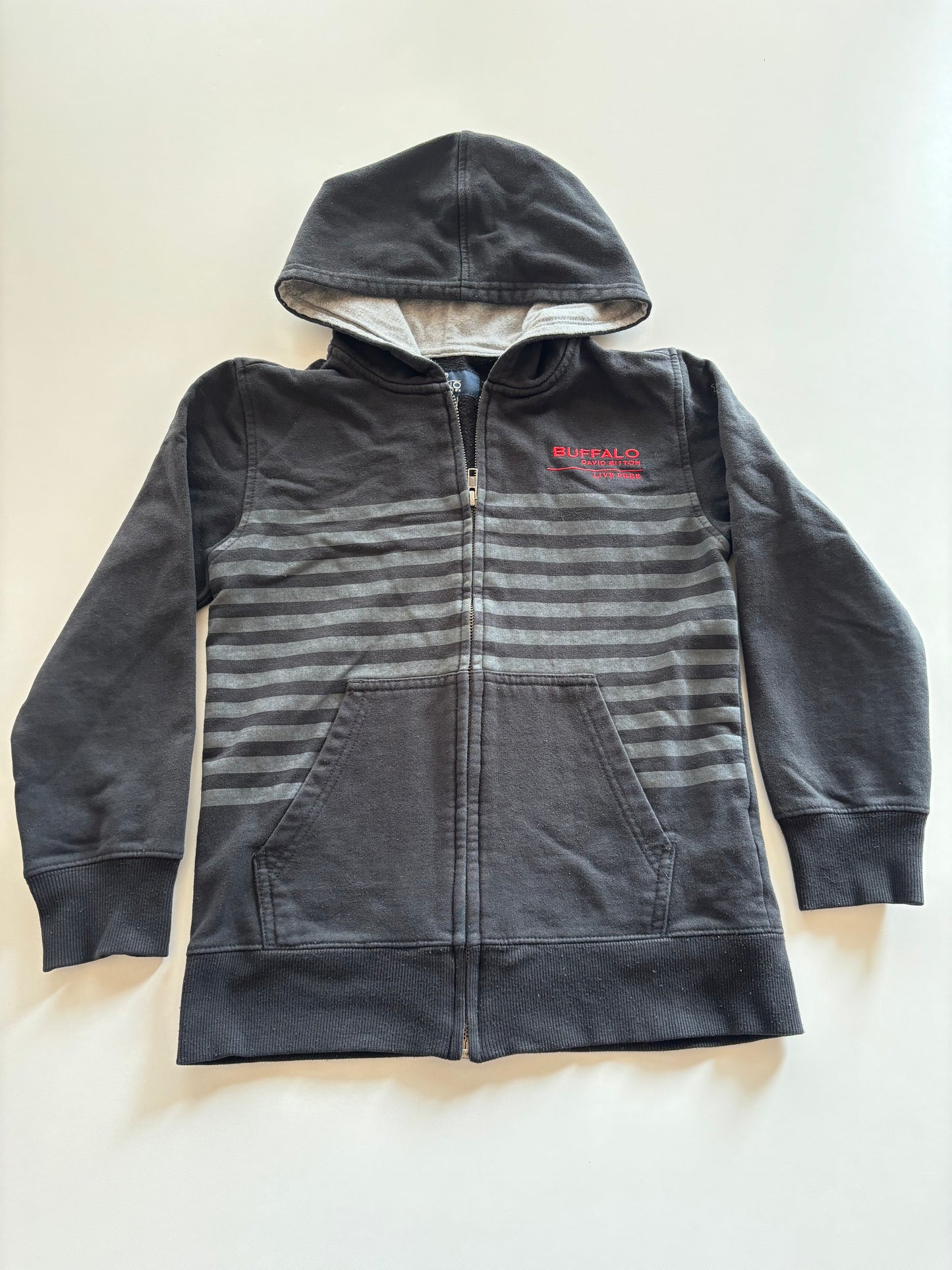 Black & Grey Striped Zip Up Hoodie
