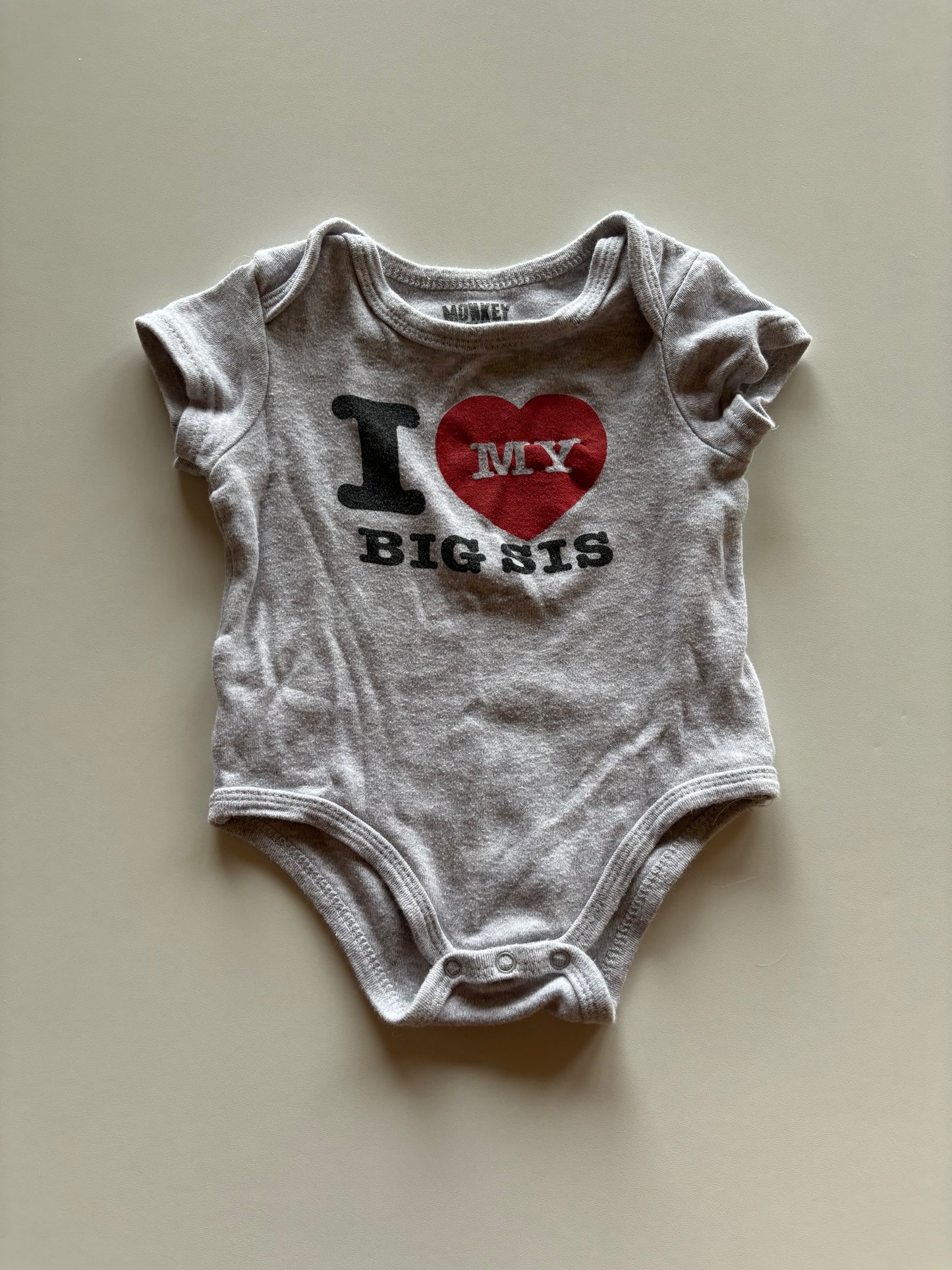 Grey Heart My Big Sis Onesie