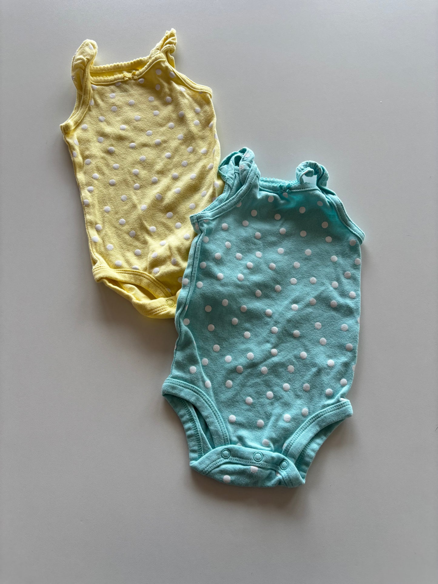 2 Polka Dot Tank Onesies