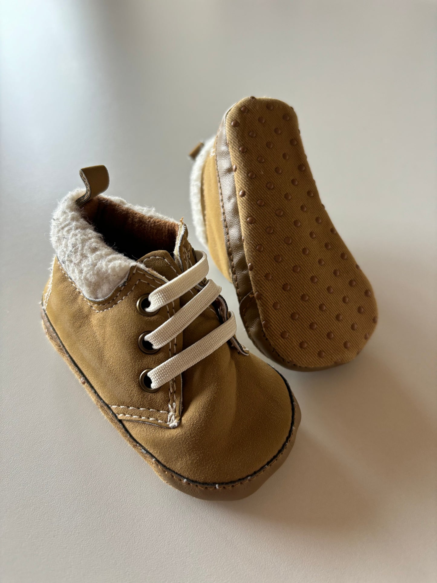 Tan & Sherpa Crib Booties