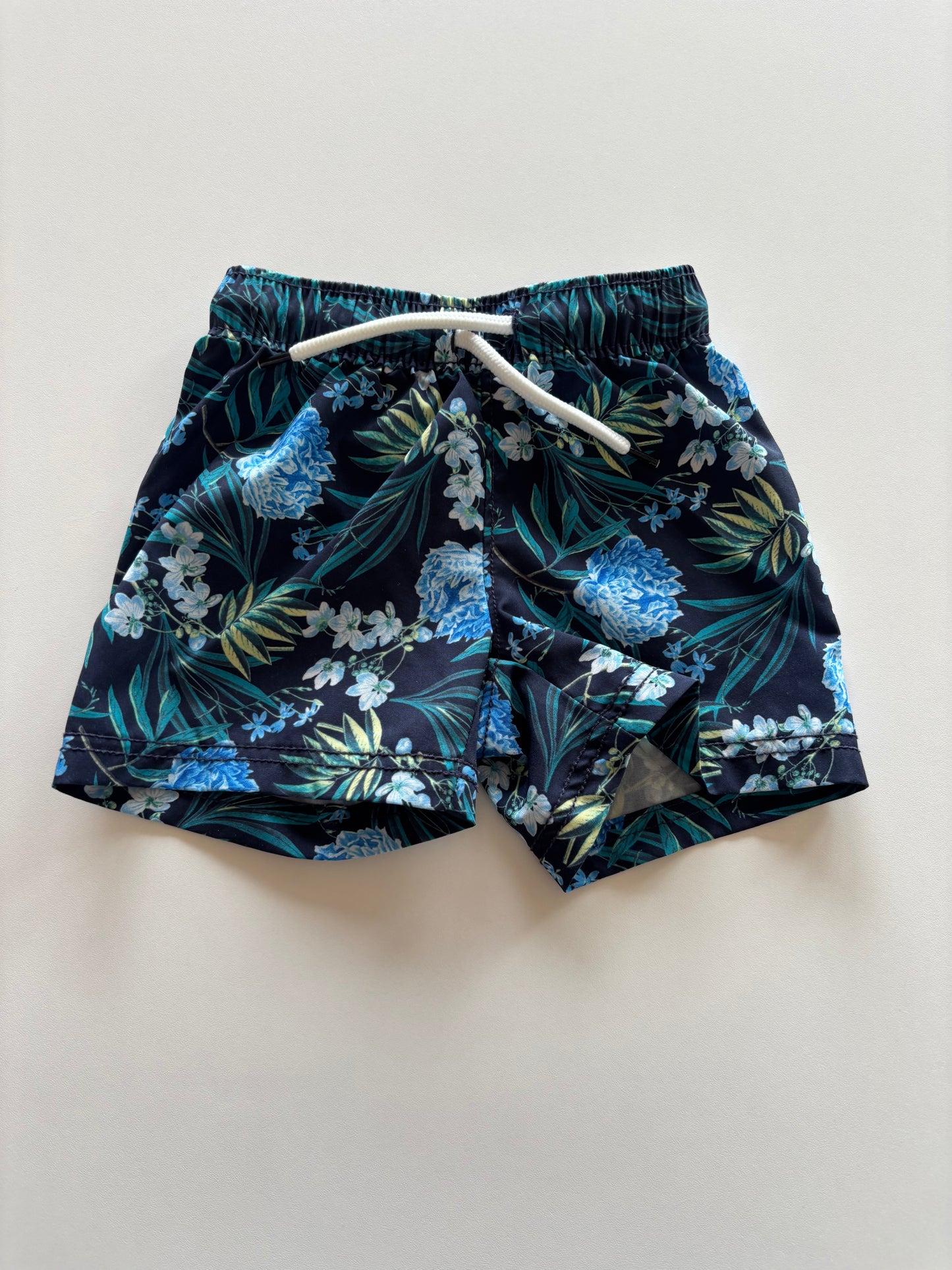 Blue Floral Swim Trunks