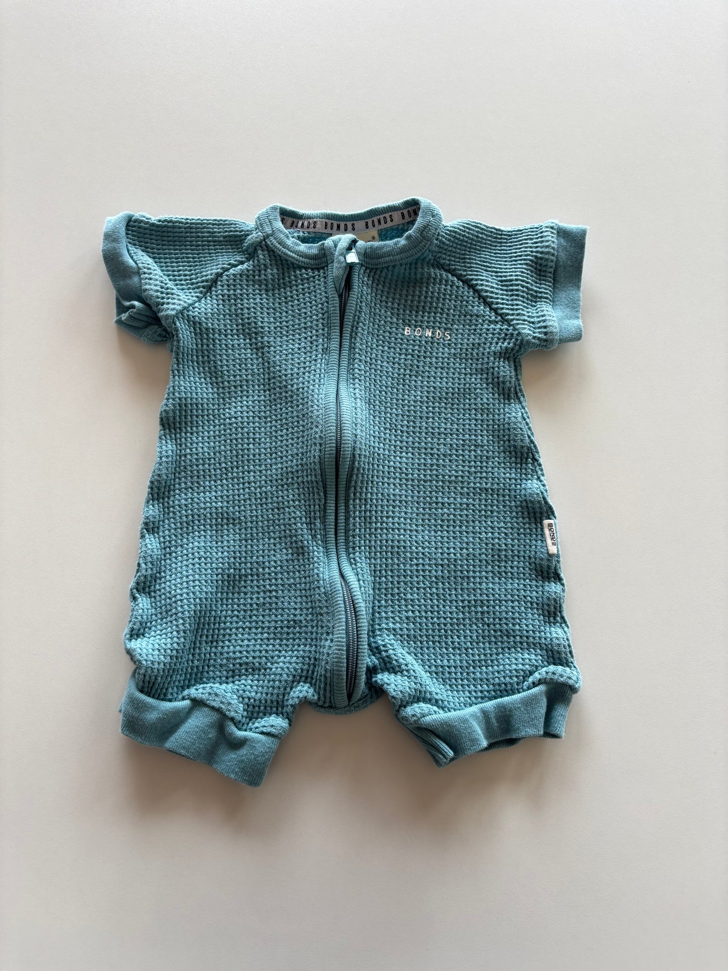 Teal Bonds Waffle Romper