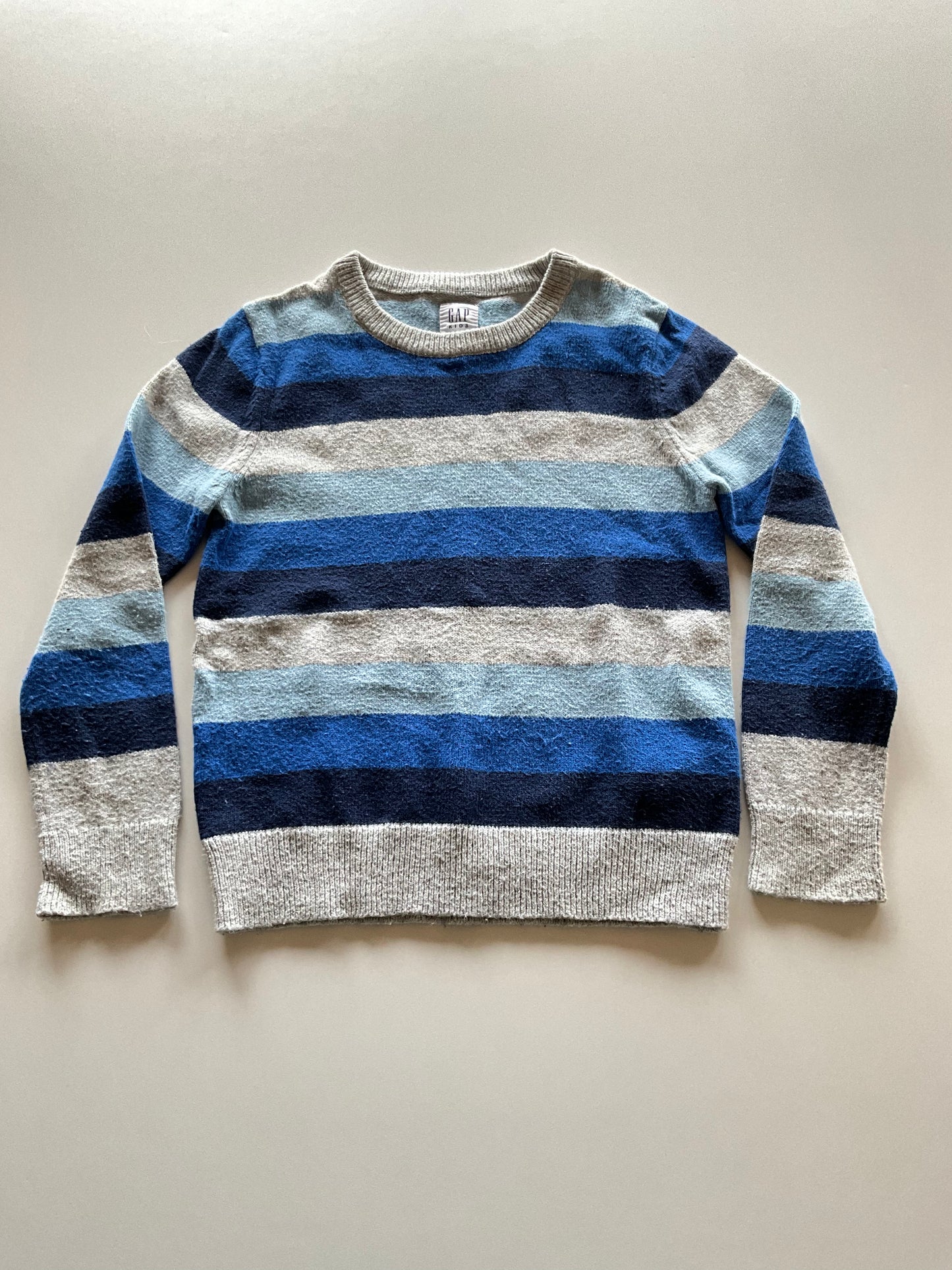 Grey & Blue Striped Knit Sweater