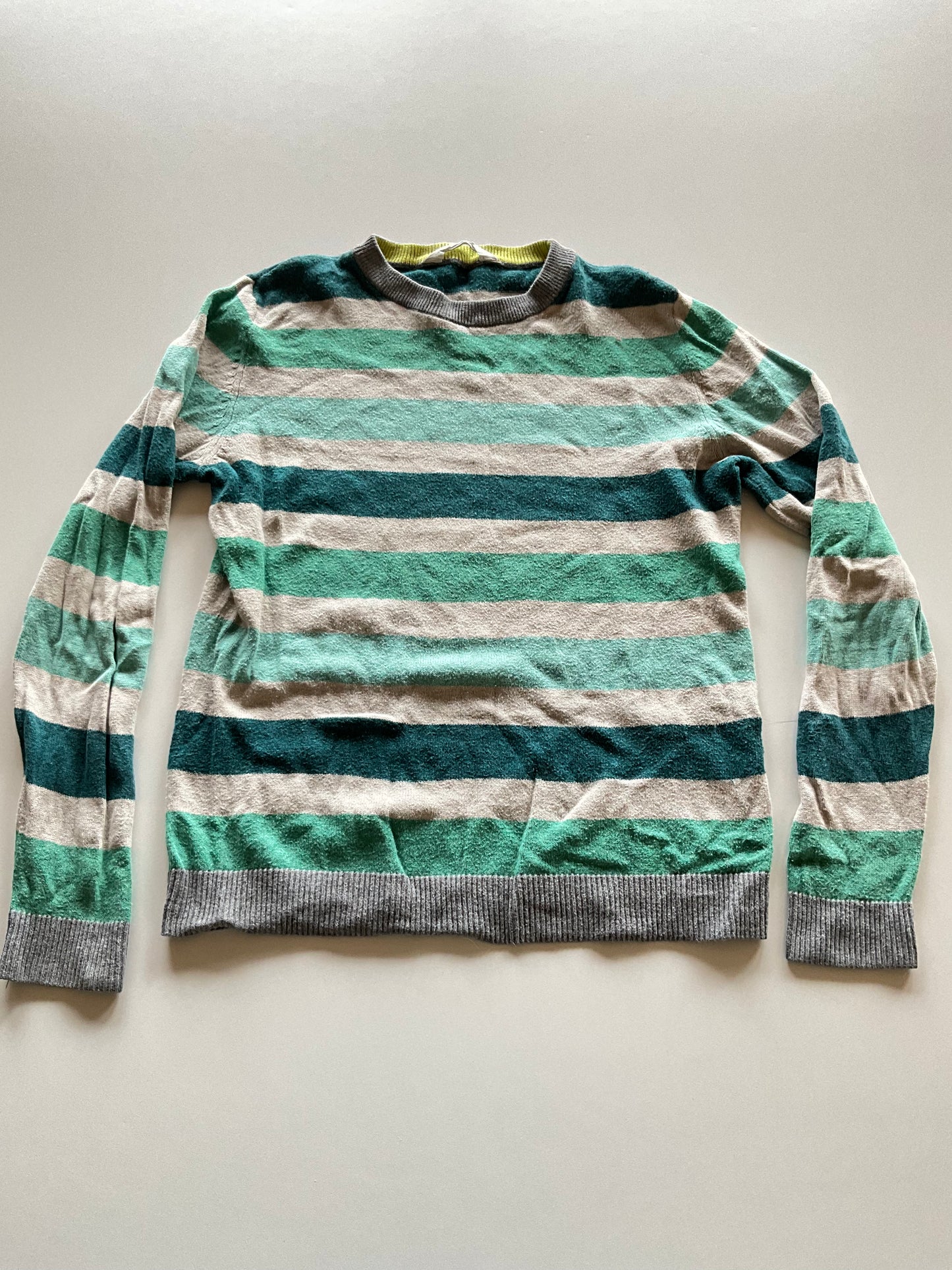 Green & Beige Striped Sweater