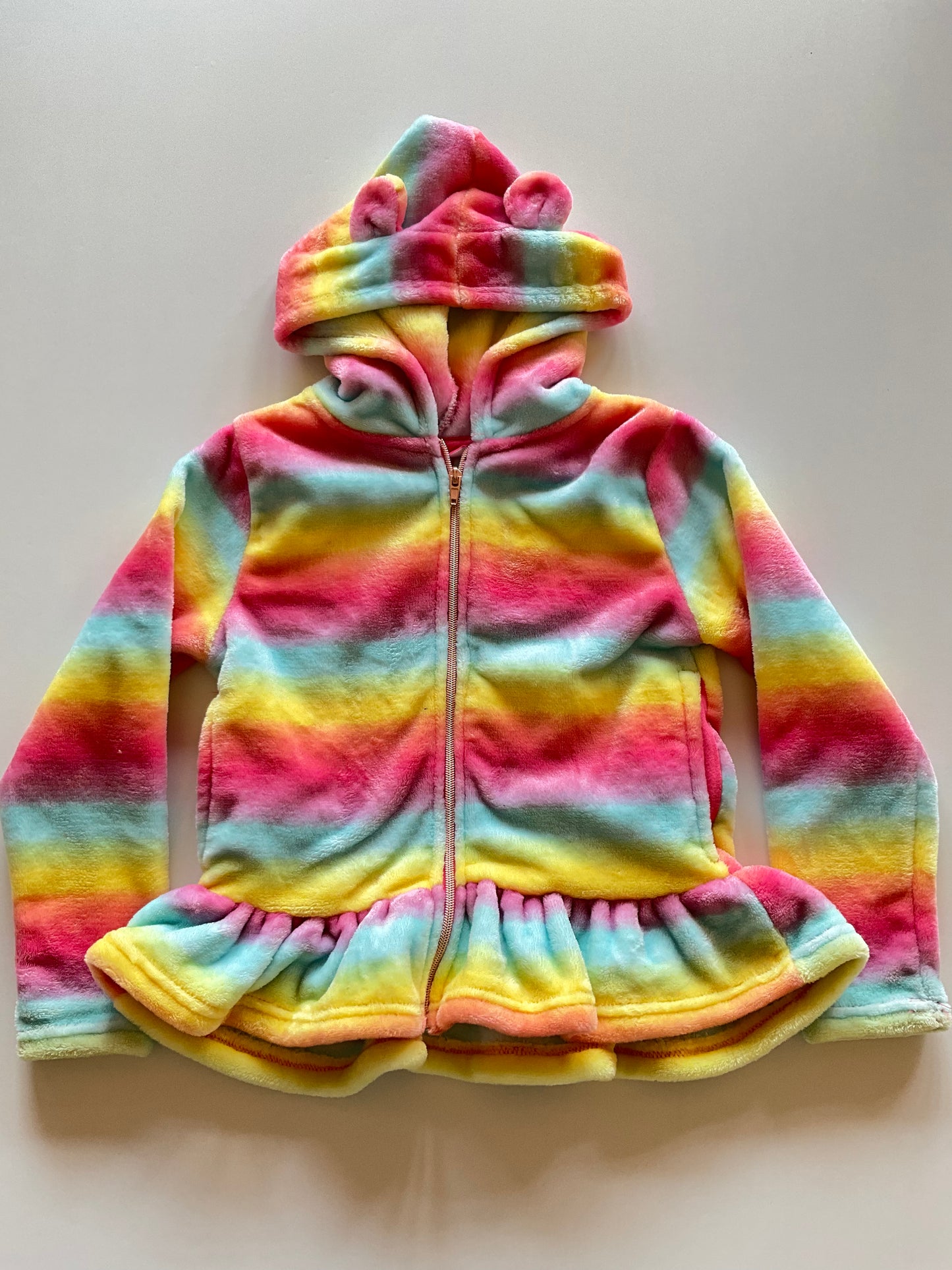 Cozy Rainbow Peplum Zip Up Hoodie
