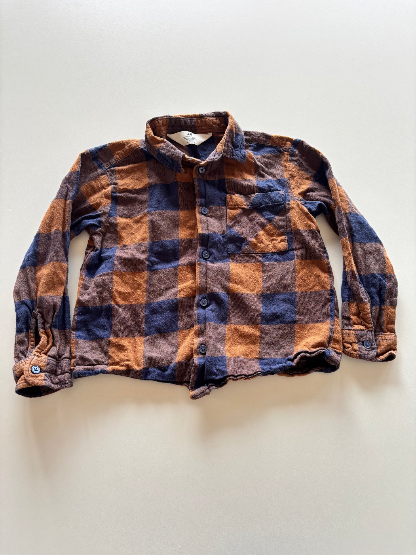Brown & Navy Plaid Button Up Shirt