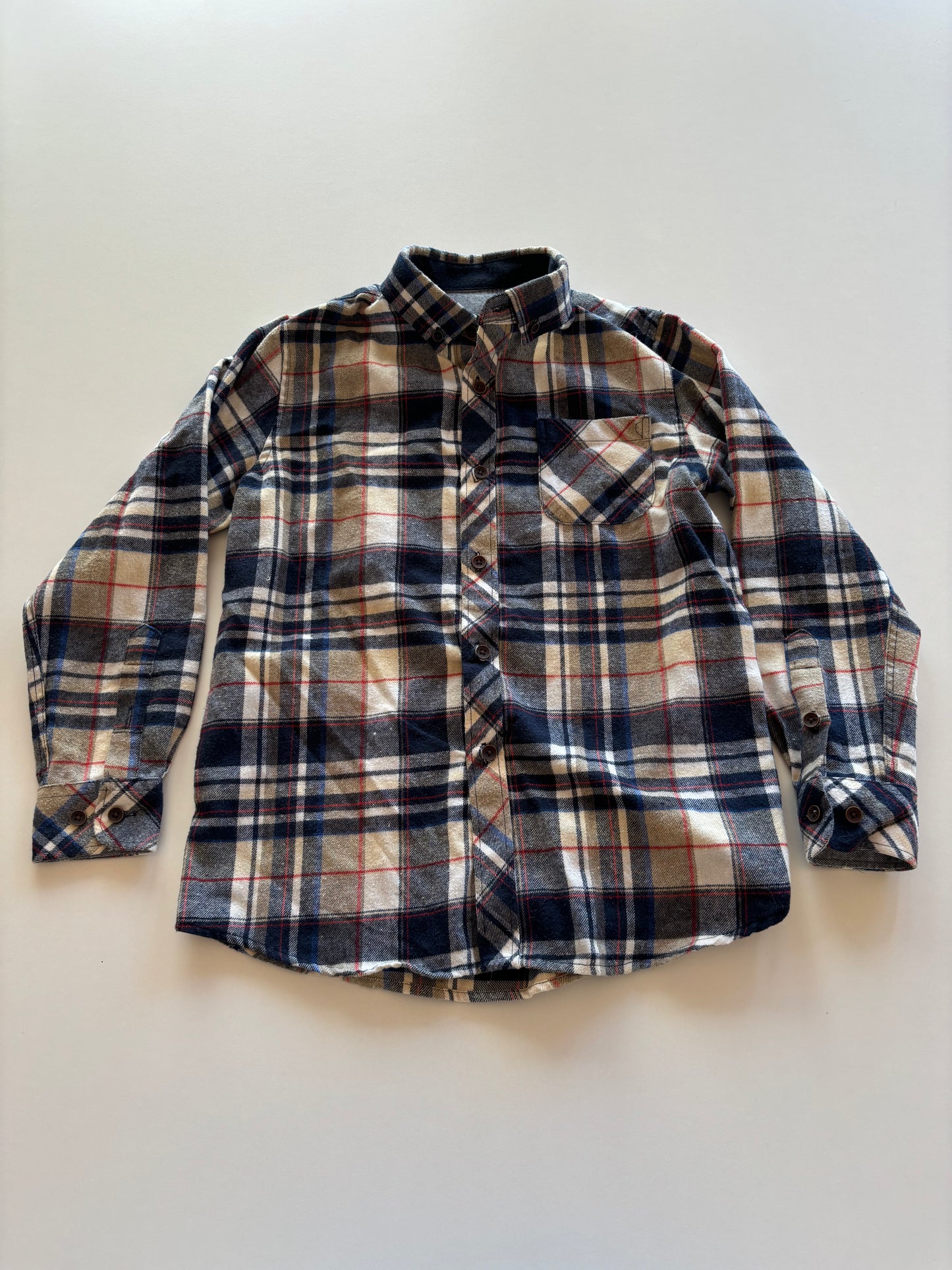 Blue & Brown Plaid Flannel Shirt