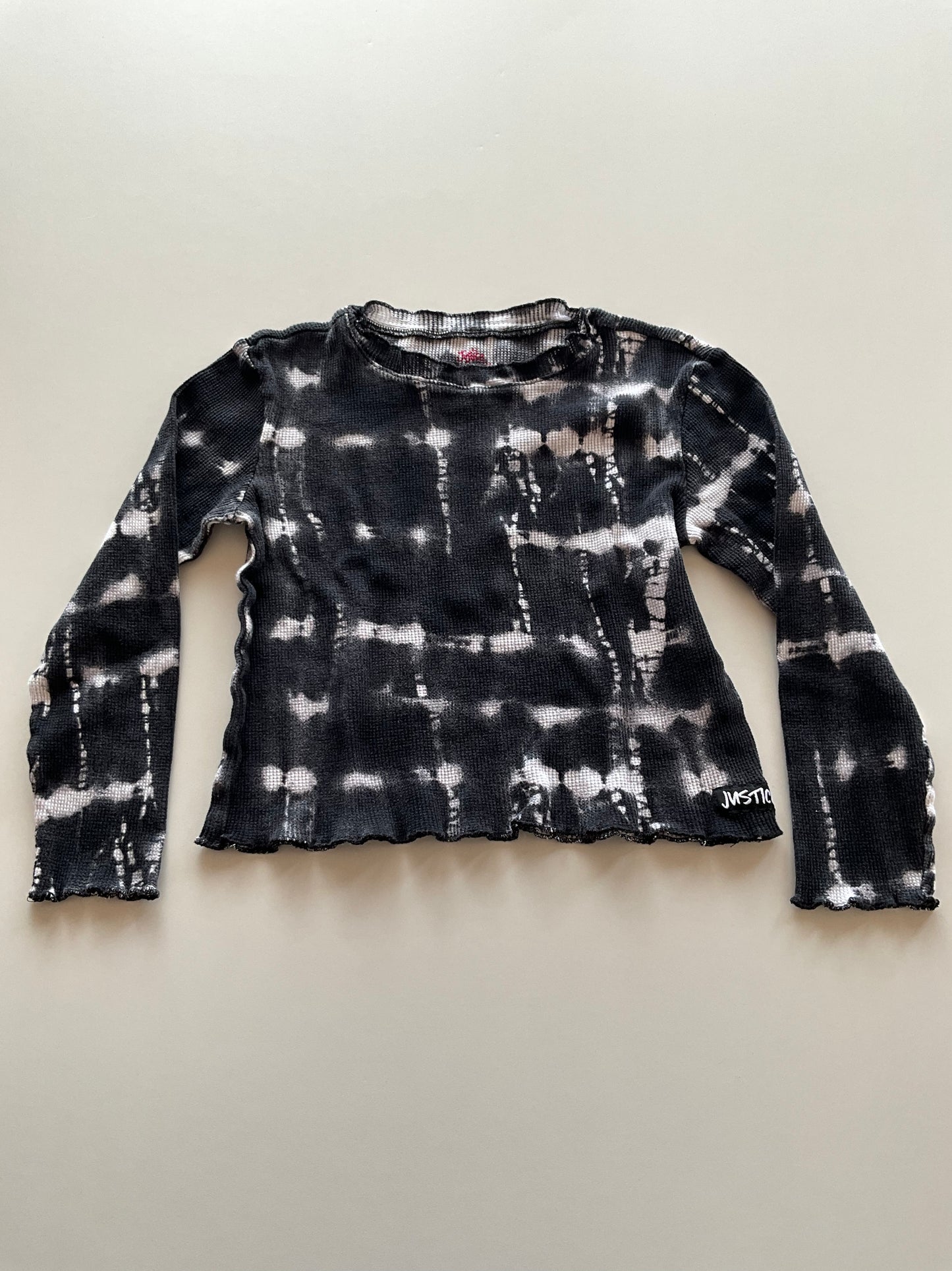 Black & White Tie Dye Waffle Crop Top
