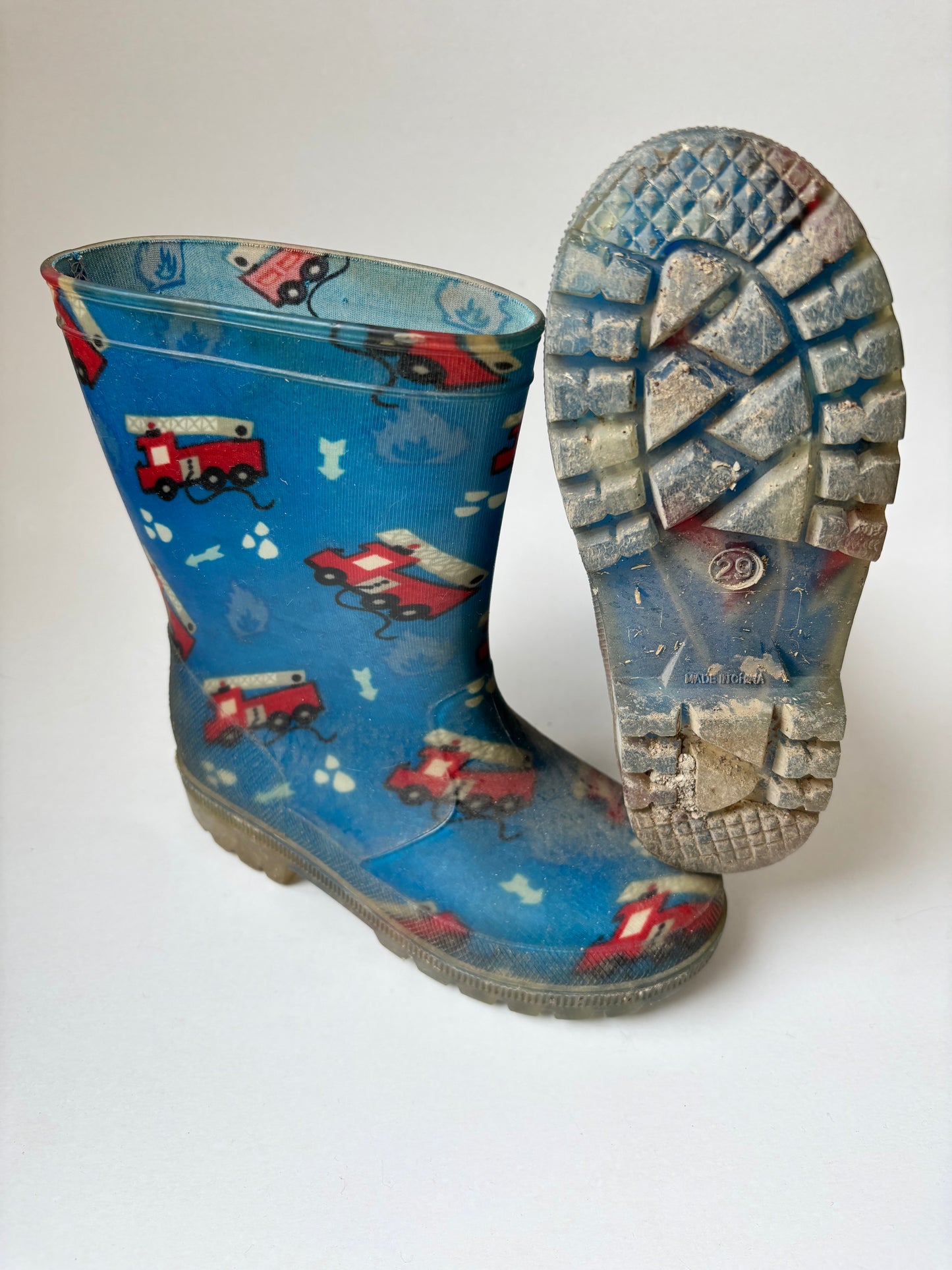 Blue Fire Truck Rubber Boots