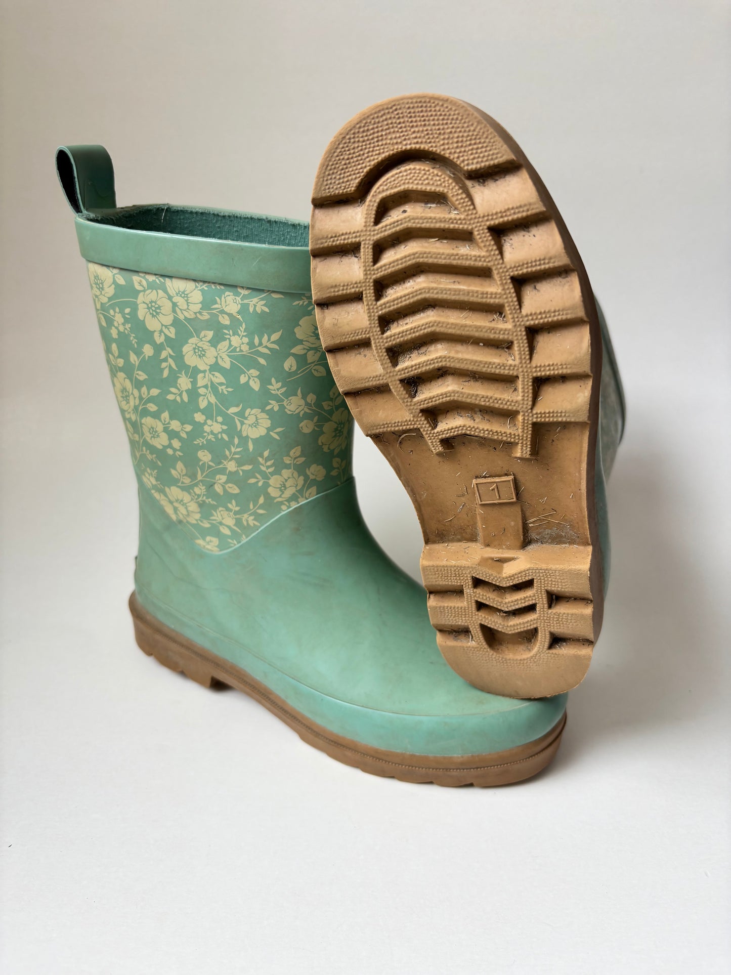 Mint Floral Rubber Boots