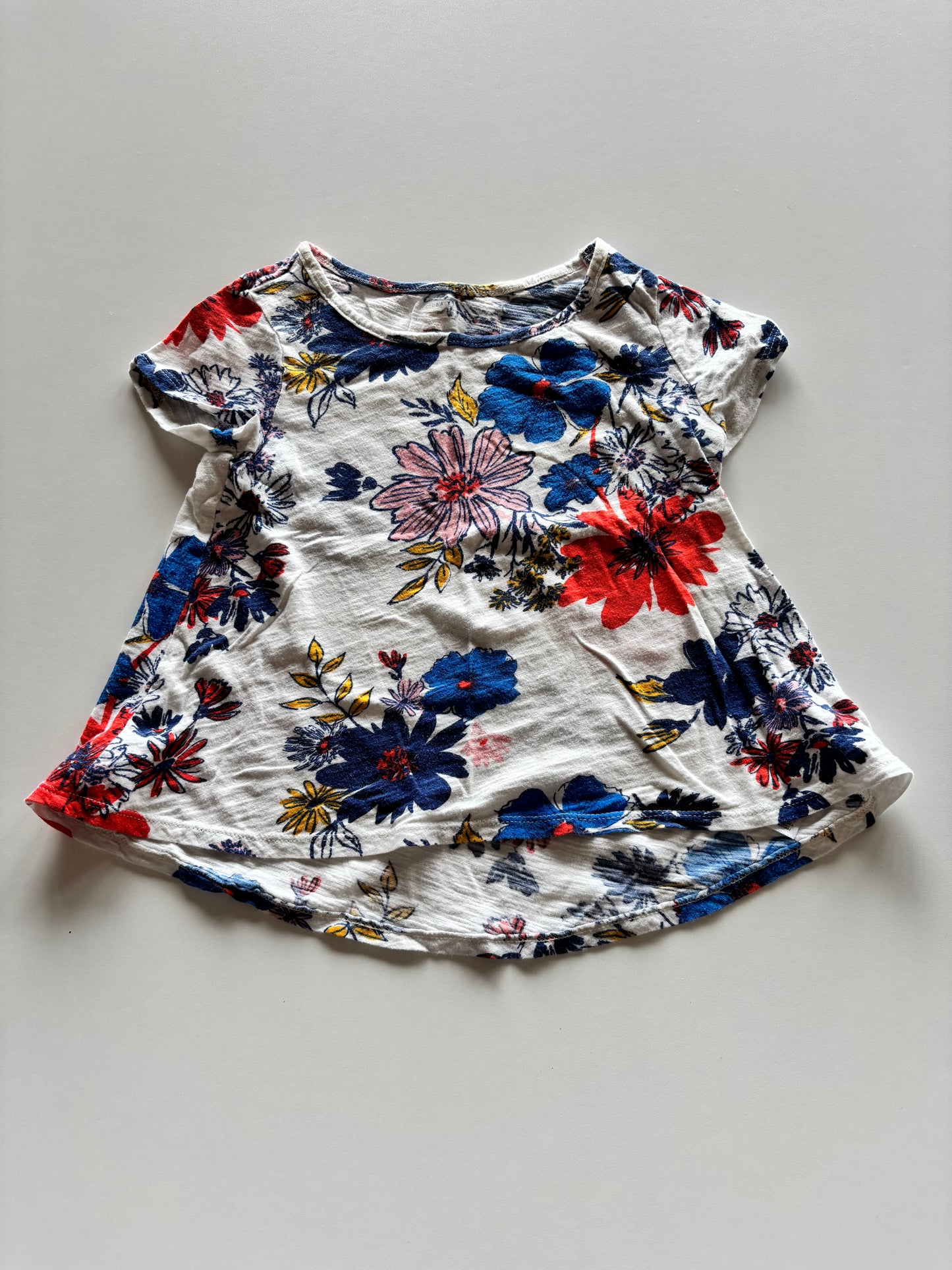 White Large Floral Tee