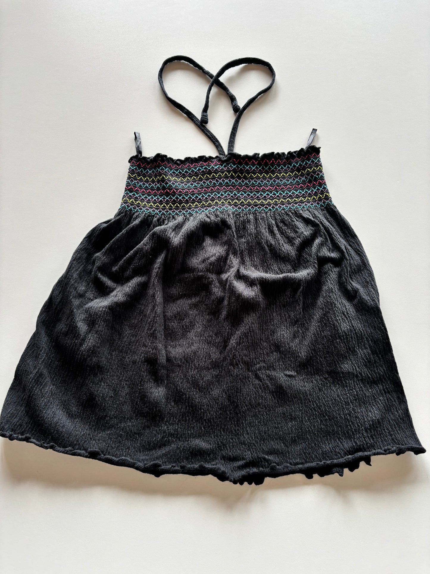 Black Smocked Textured Dress