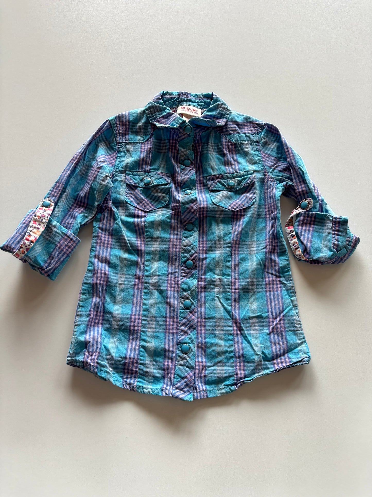 Blue & Purple Plaid Snap Up Shirt