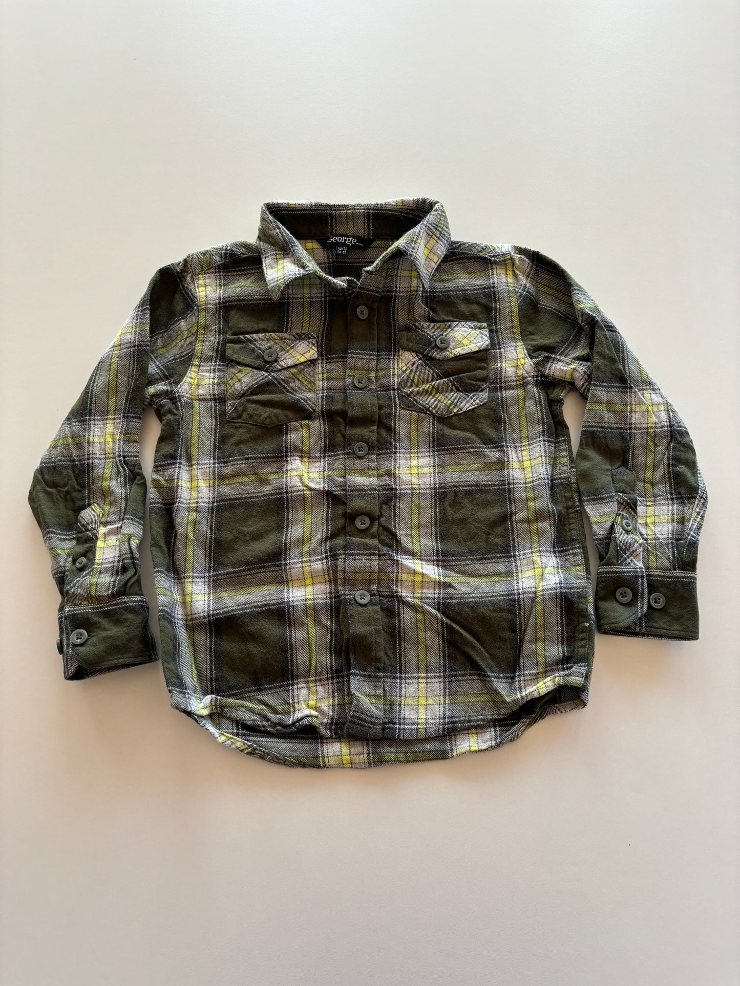 Green Flannel Plaid Button Up Shirt