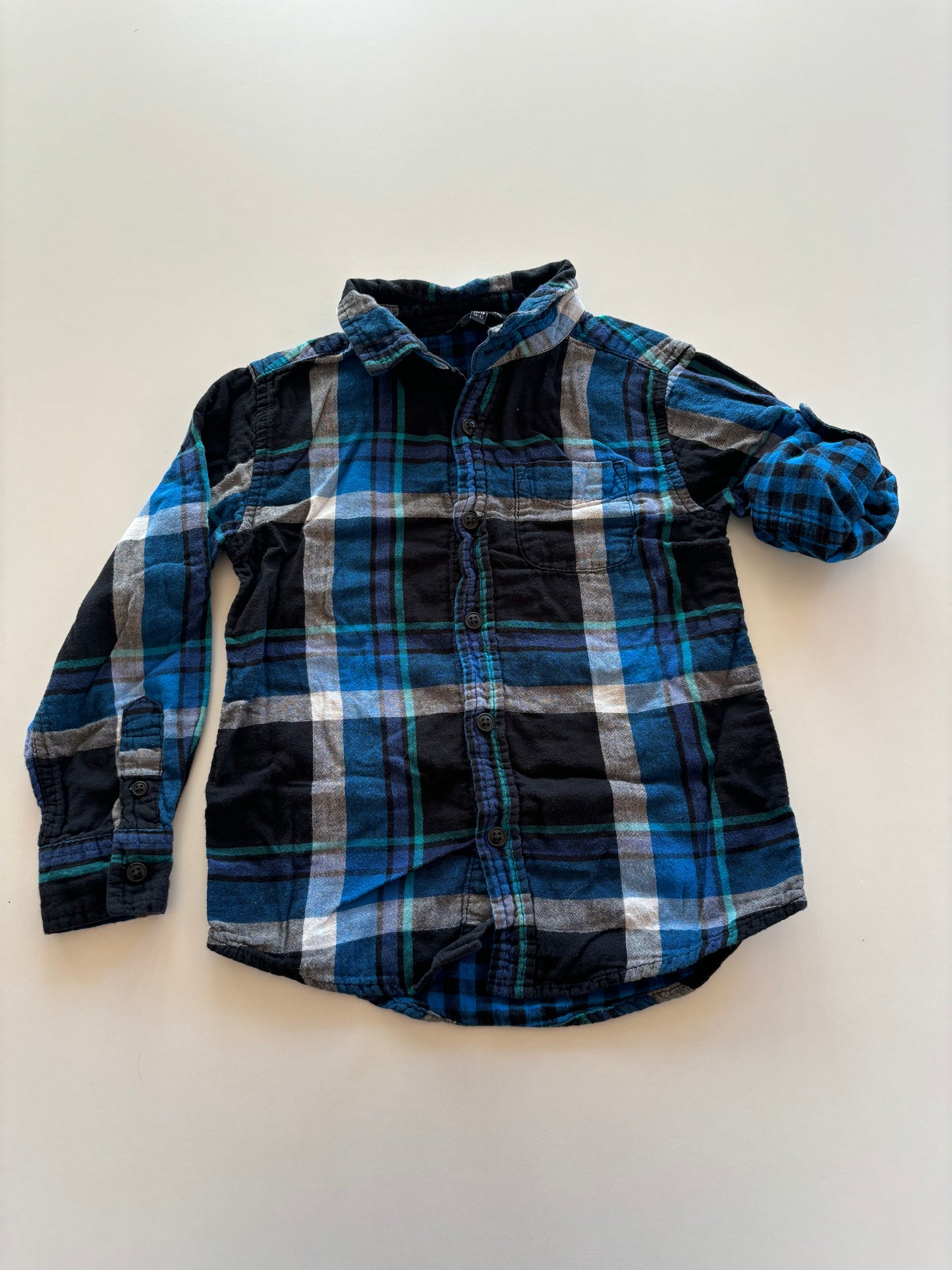 Blue Plaid Flannel Button Up Shirt