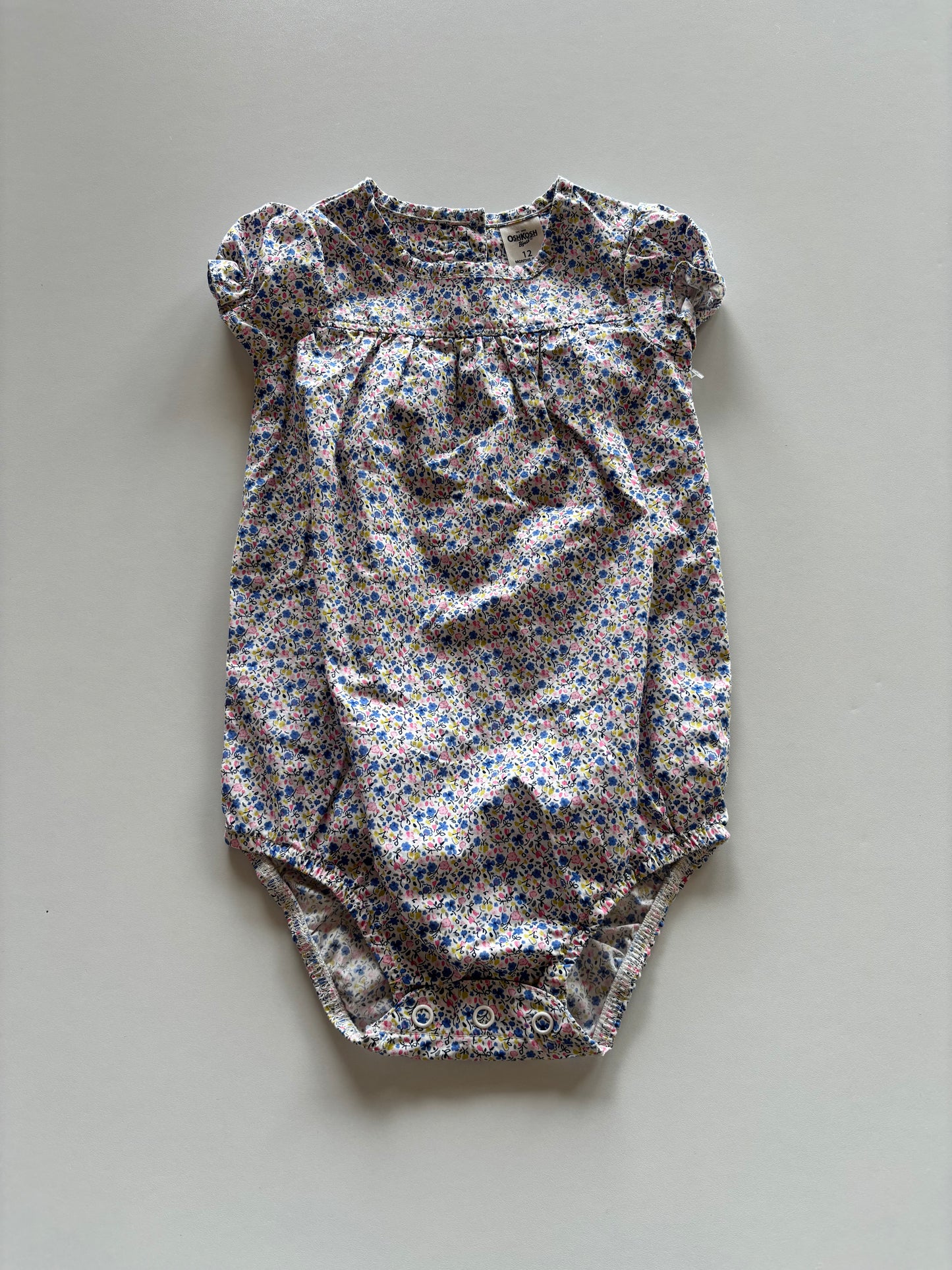 Blue & Pink Floral Bubble Onesie