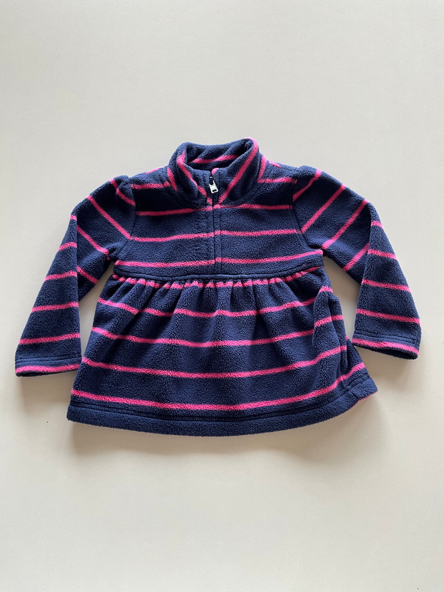 Fleece Navy & Pink Striped 1/4 Zip Up