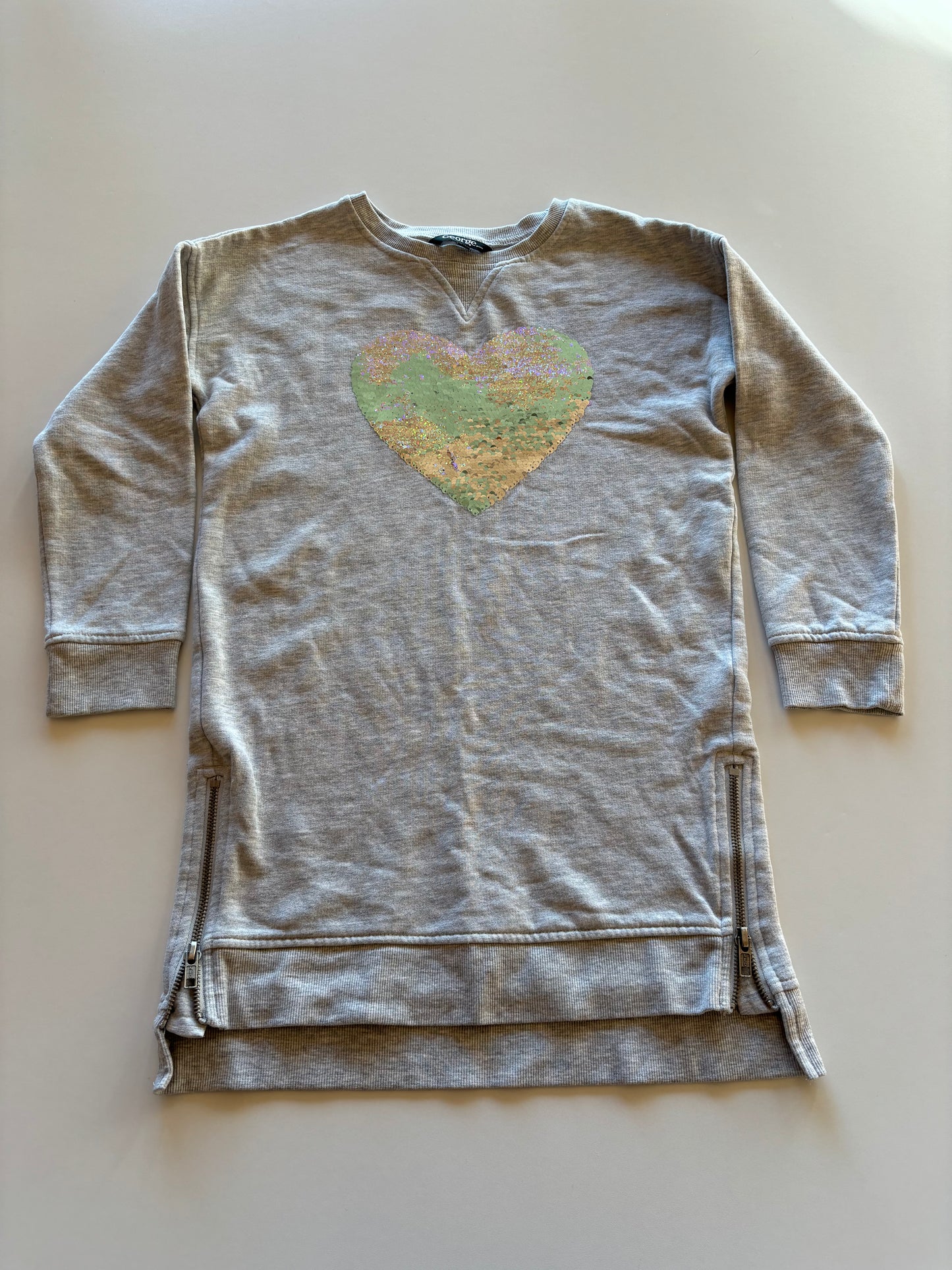 Grey Flip Sequin Heart Tunic