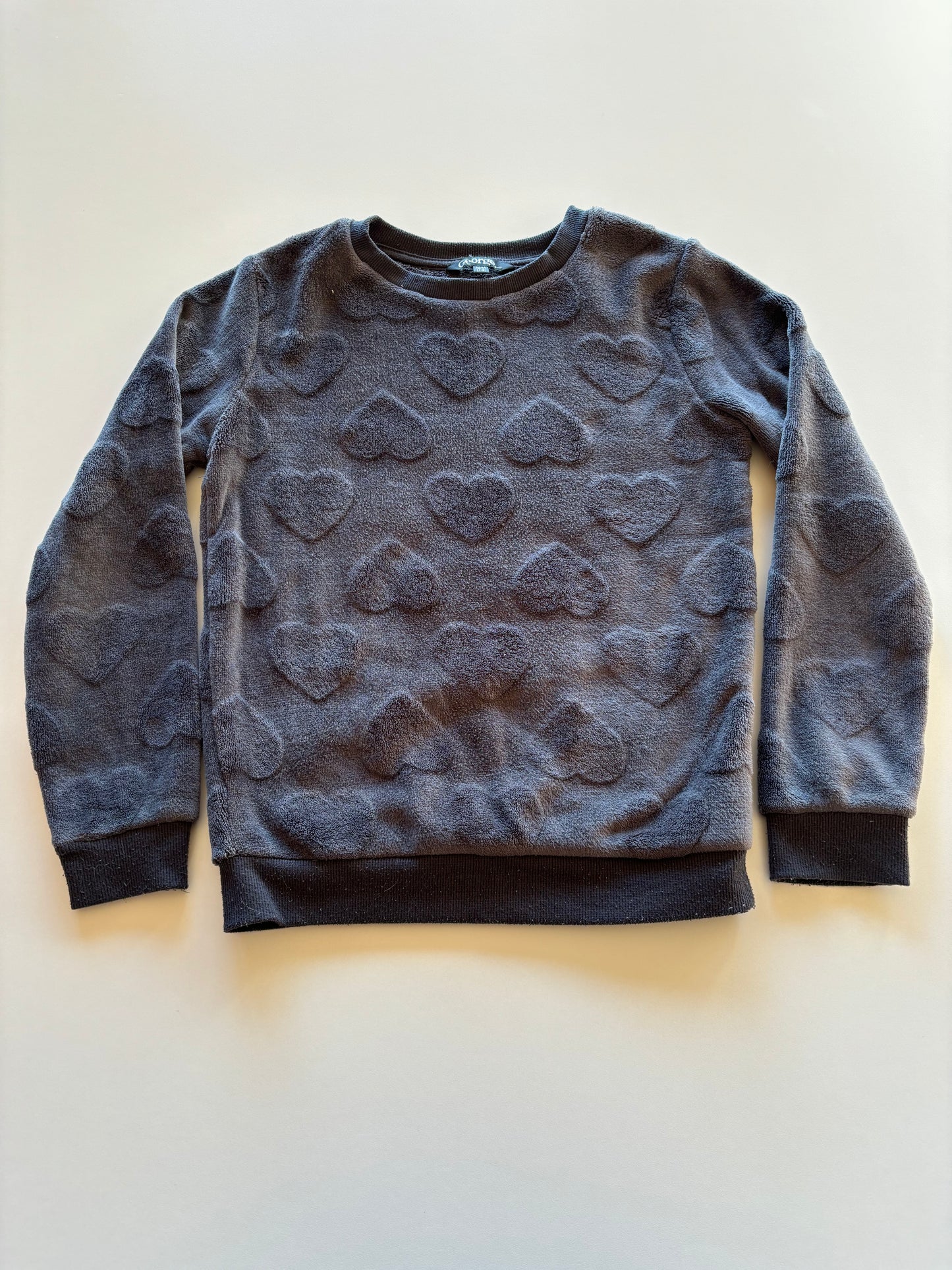 Black Fuzzy Heart Crewneck