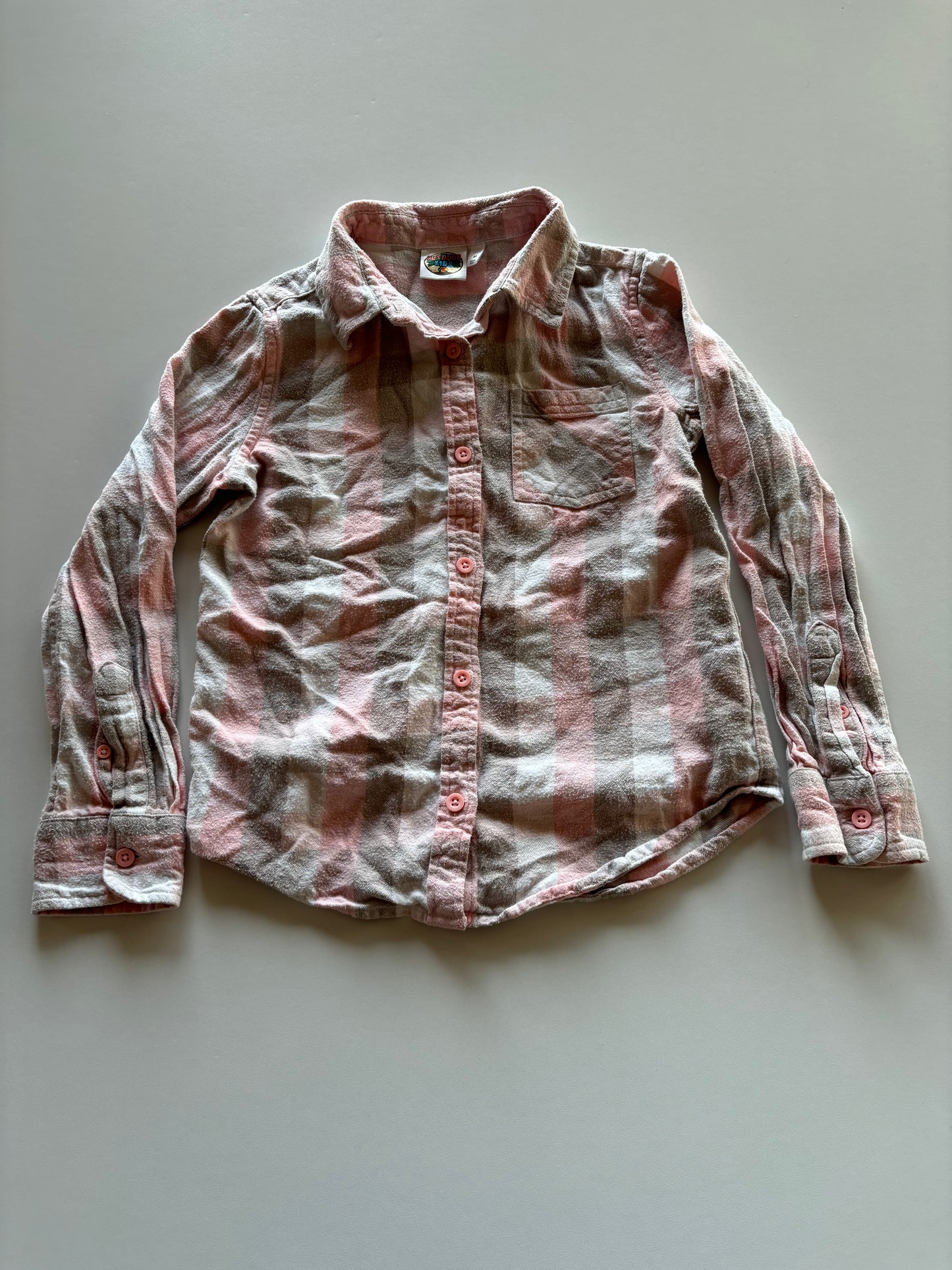 Pink & Brown Flannel Plaid Shirt