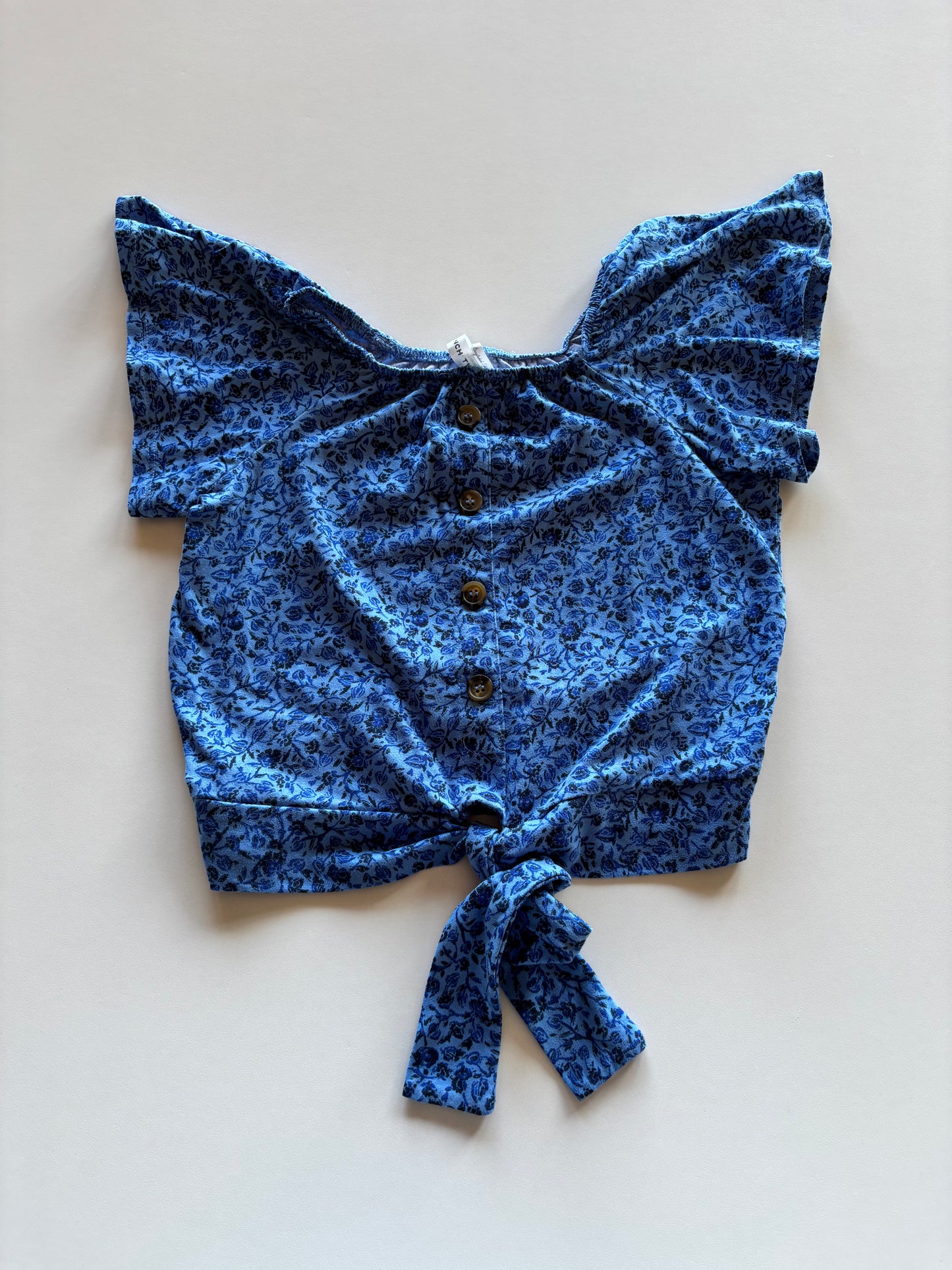 Blue Floral Cropped Tank