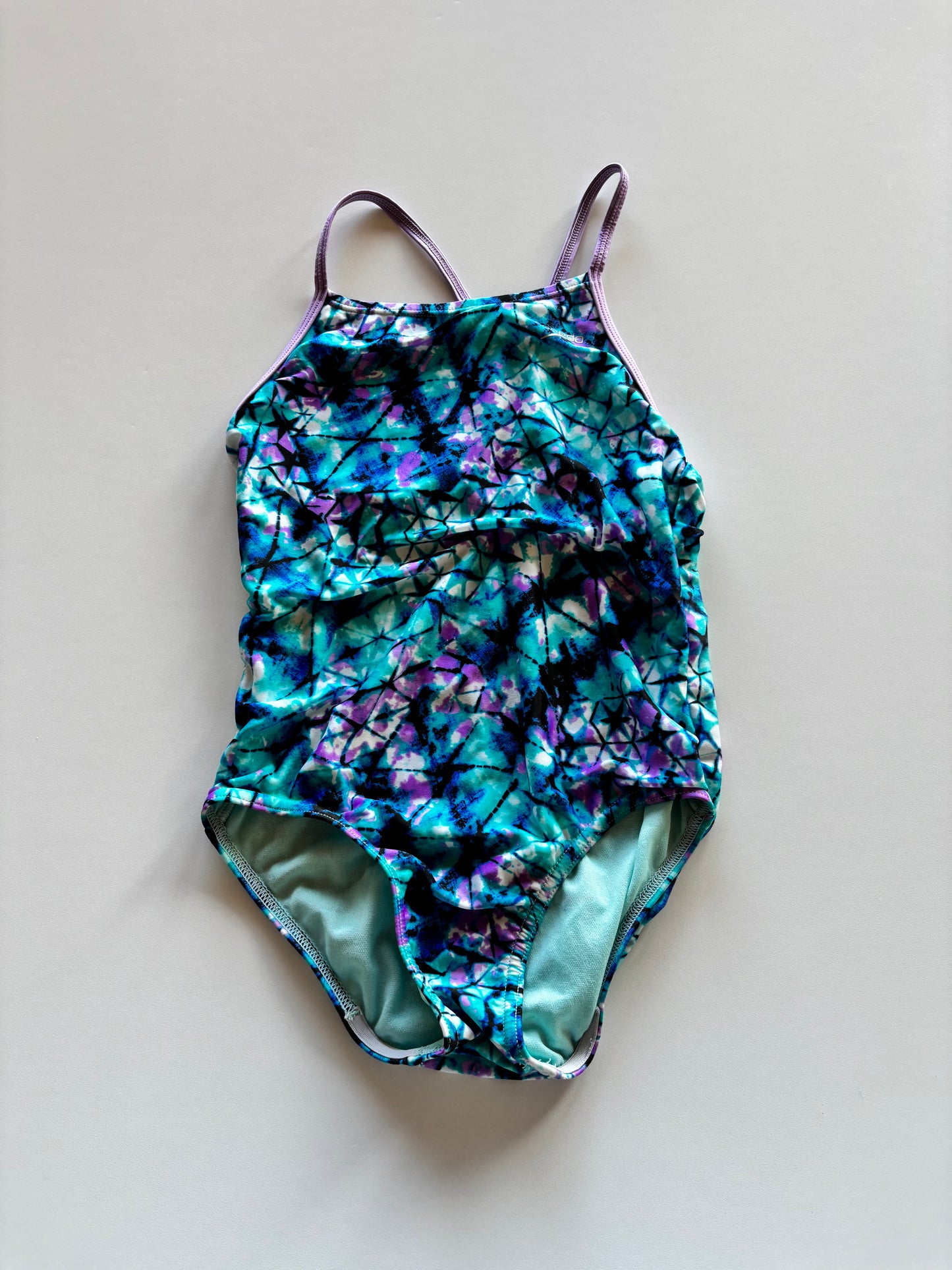 Blue & Purple Tie Dye Speedo Swim Suit