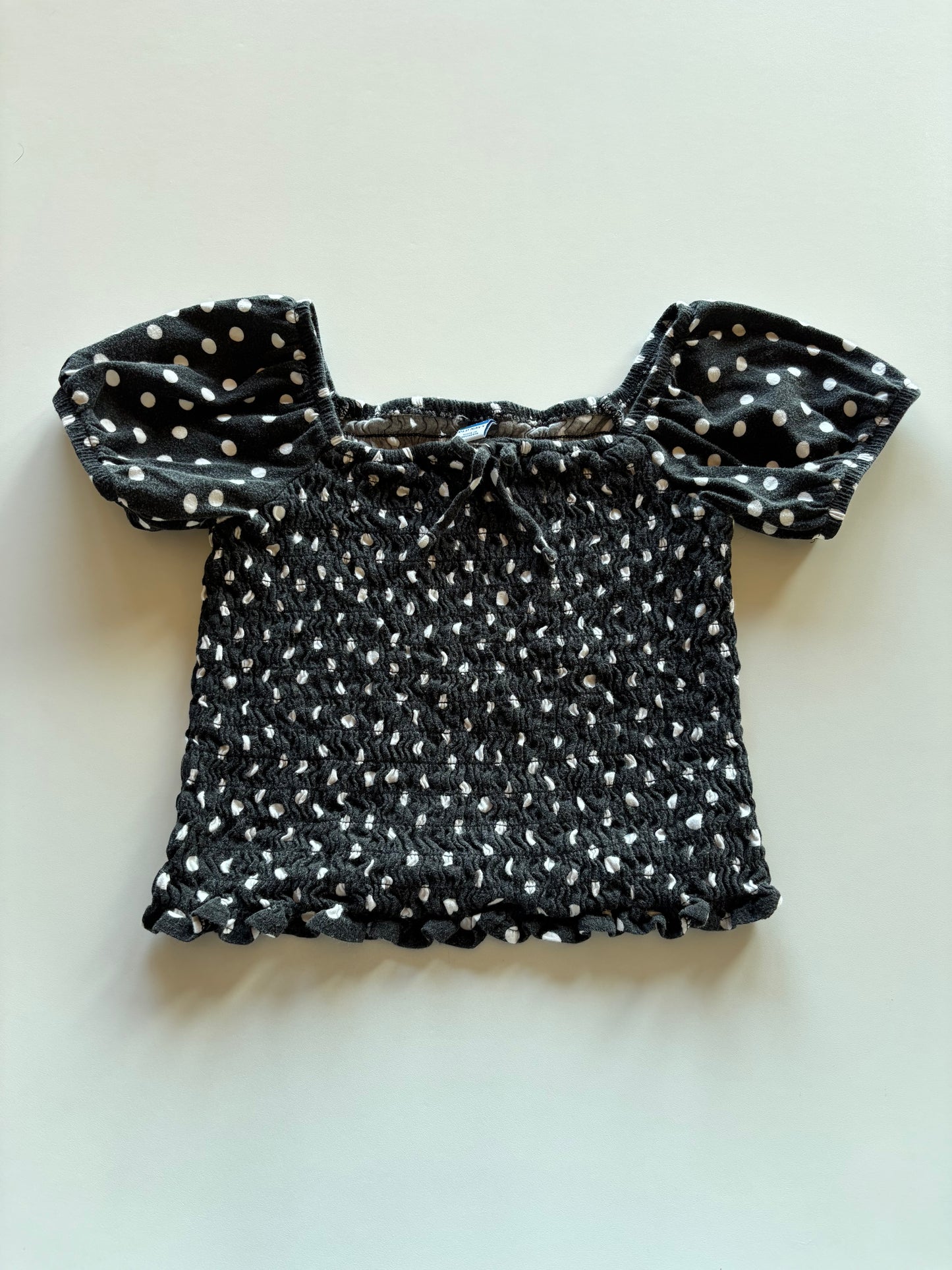 Black & White Polka Dot Cropped Shirt