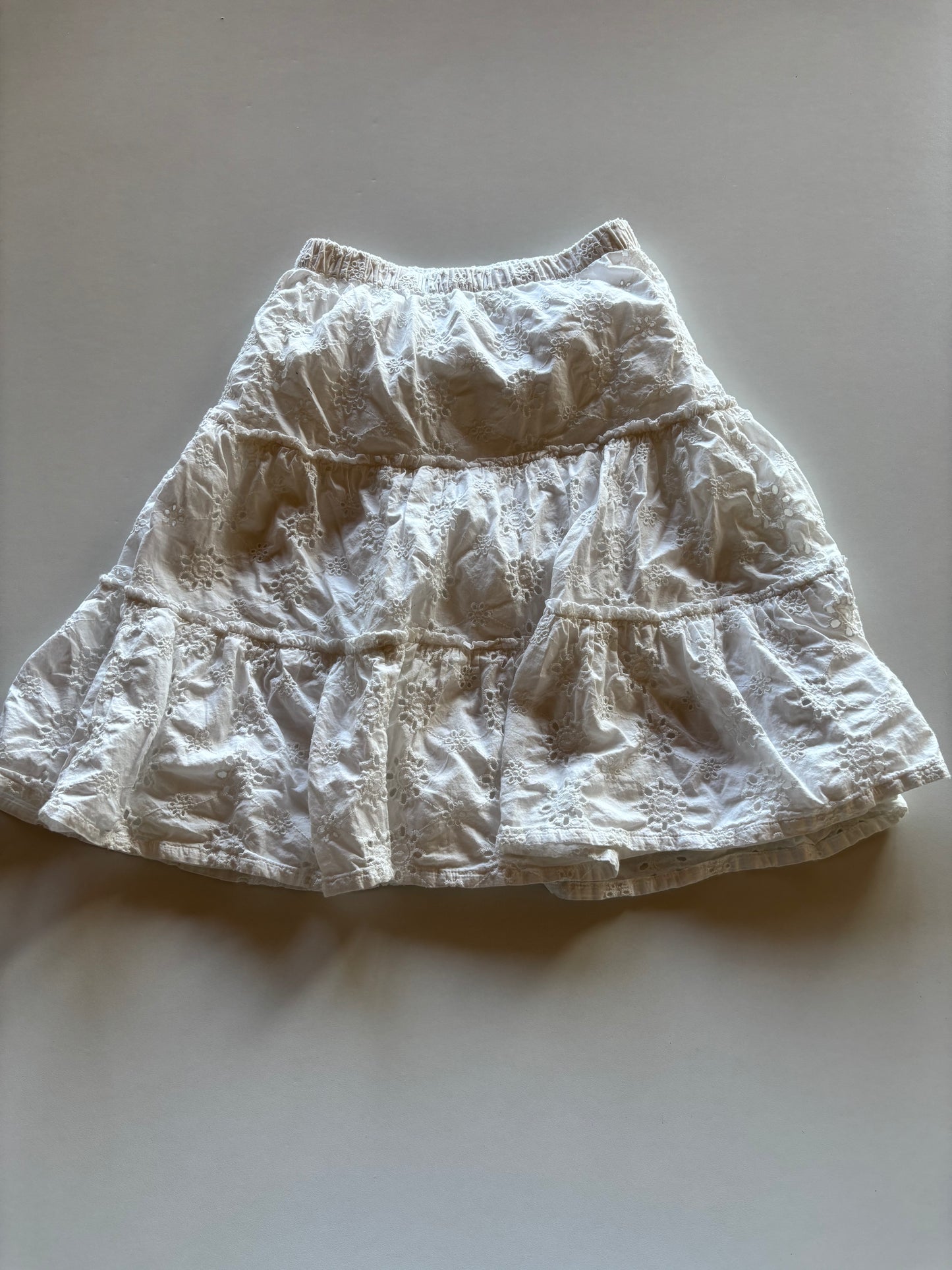 White Eyelet Tiered Skirt
