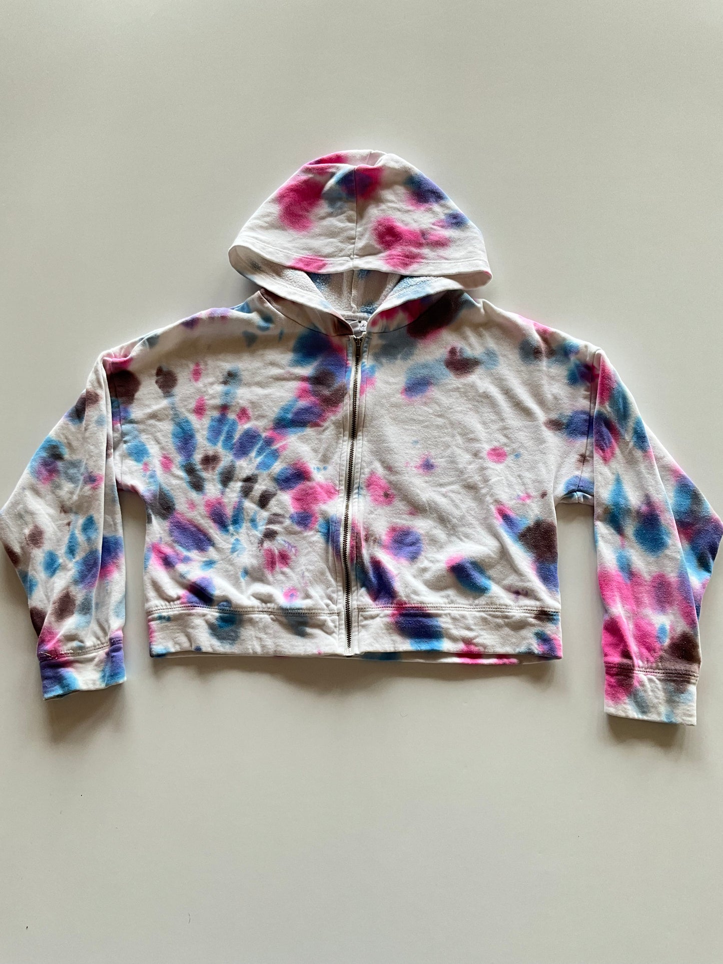 White Tie Dye Cropped Hoodie