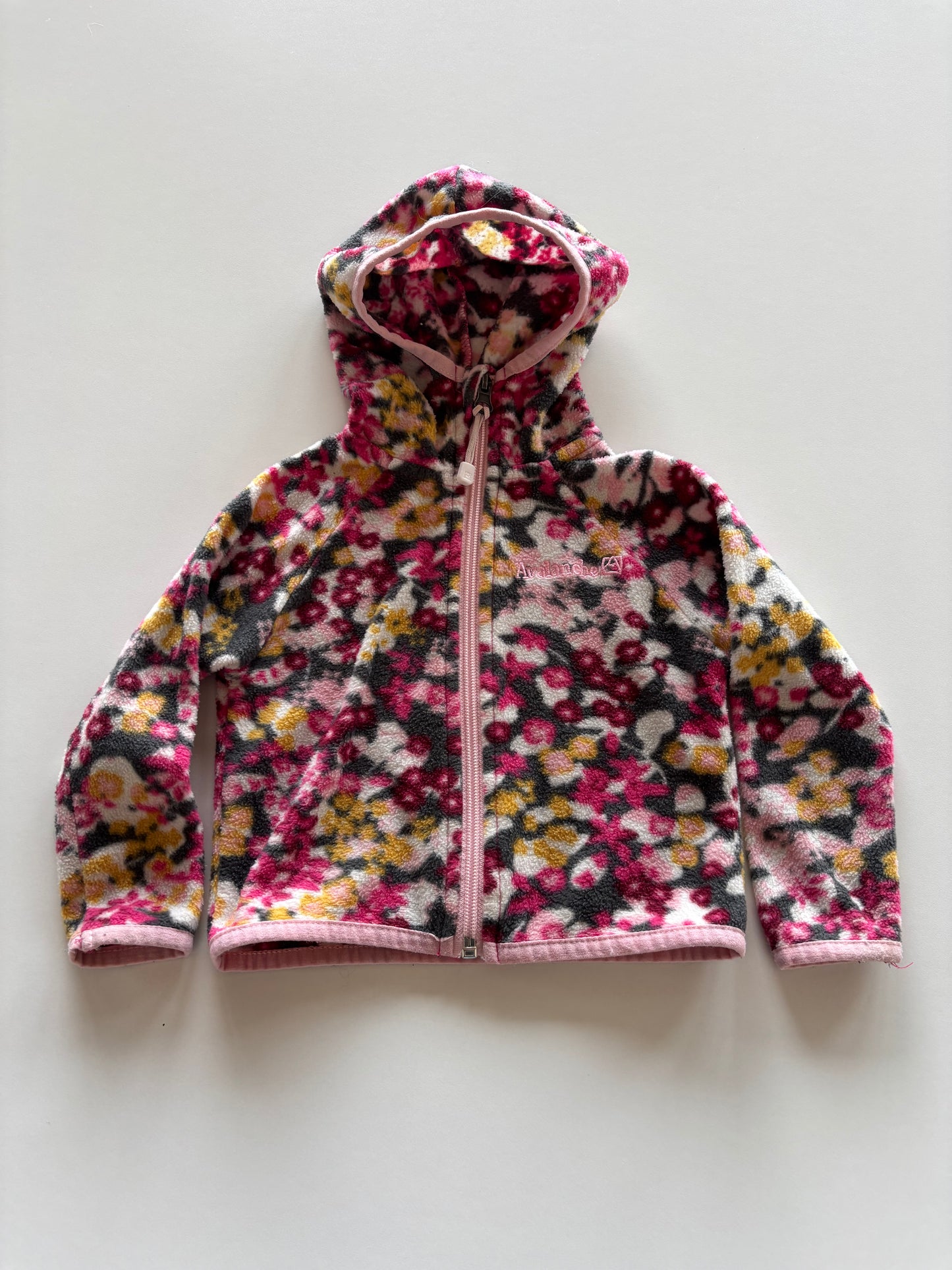 Pink & Yellow Floral Fleece Zip Up Jacket