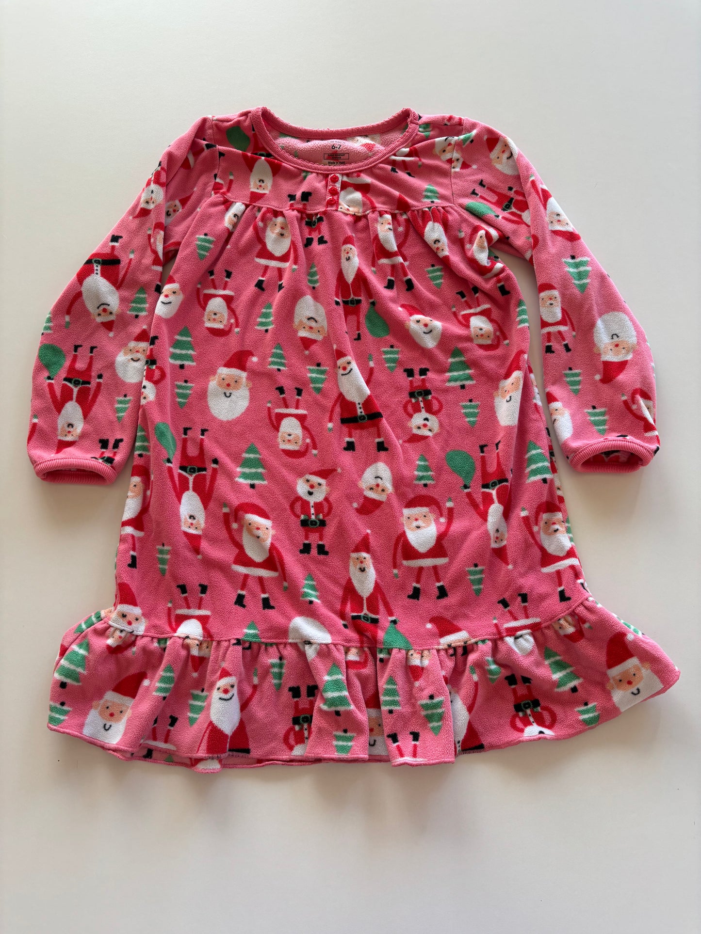 Pink Santa Fleece Nightgown