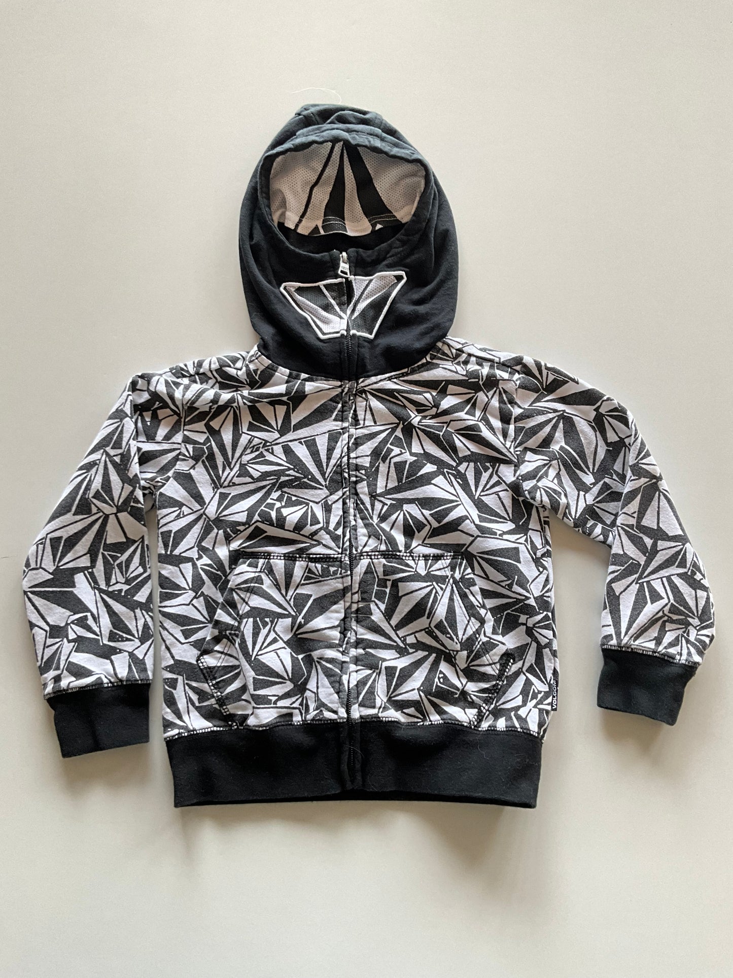 Black & White Zip Up Hoodie with Mask
