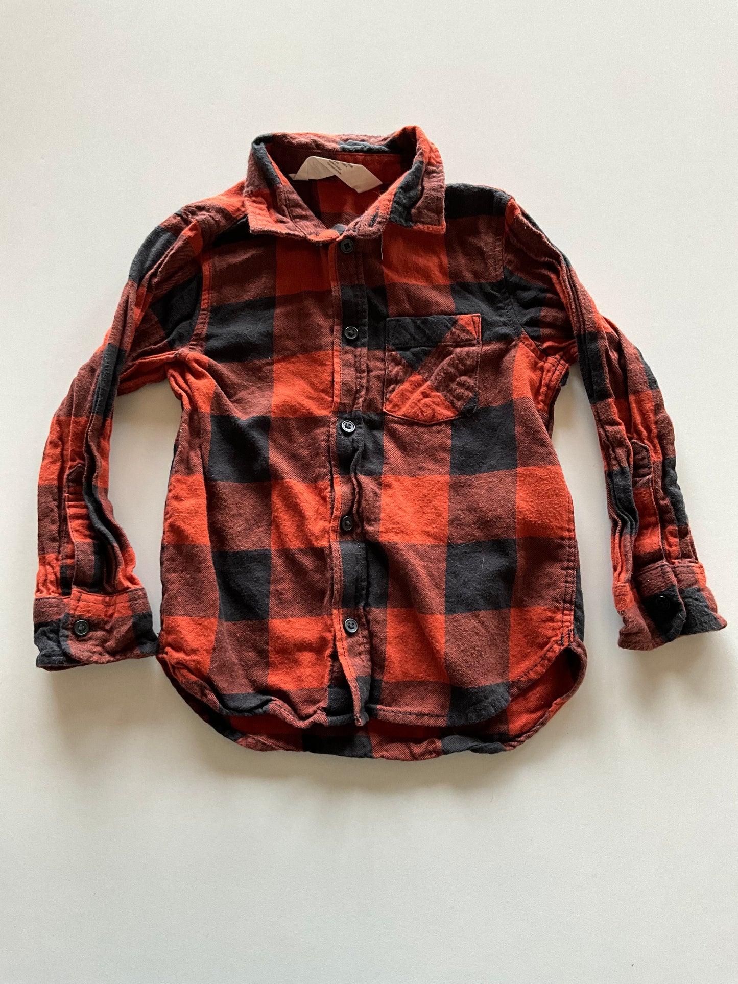 Burnt Orange & Black Plaid Flannel Shirt