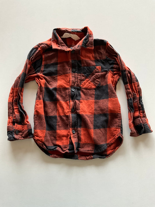 Burnt Orange & Black Plaid Flannel Shirt