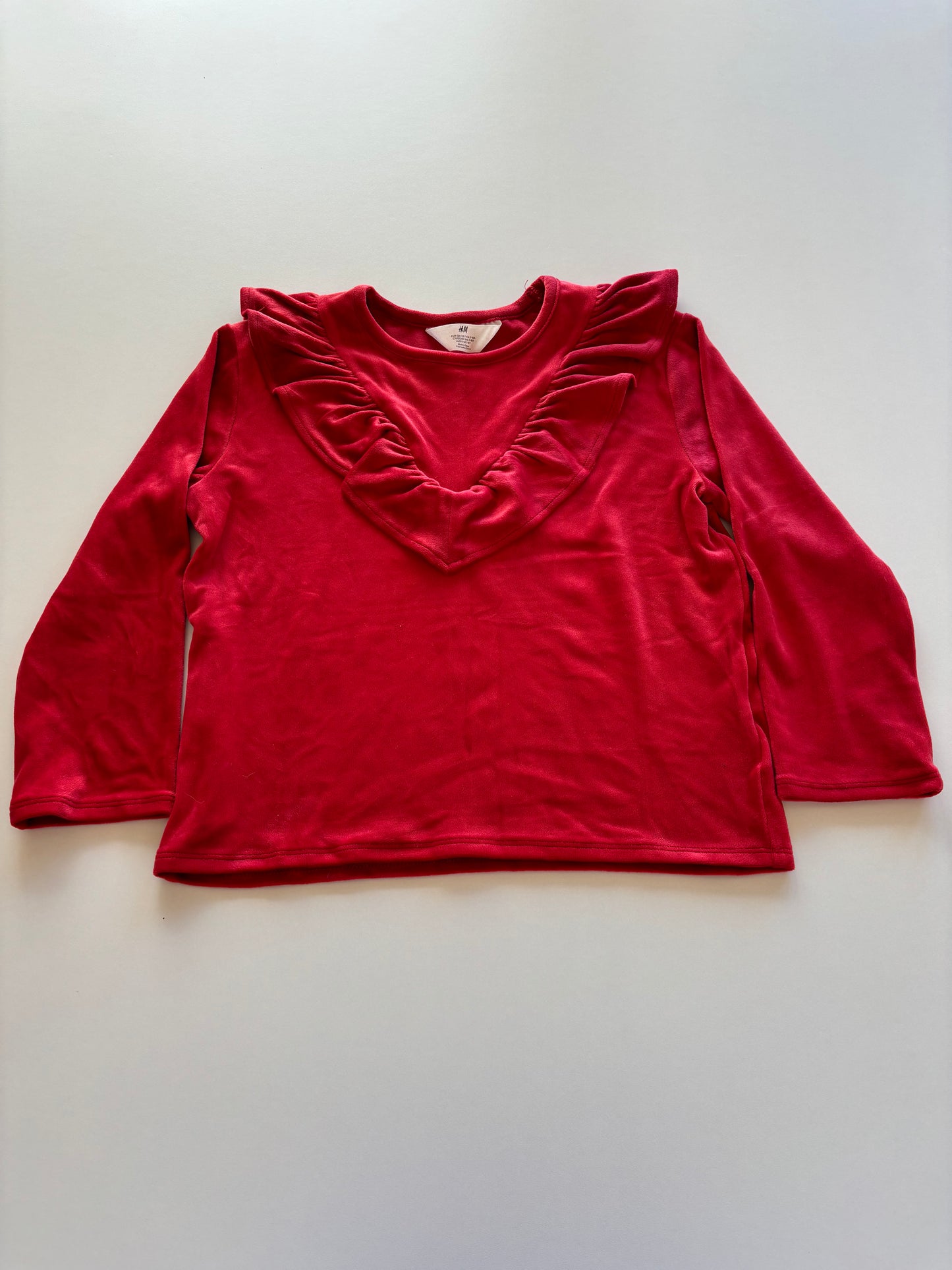 Red Ruffle Velour Shirt