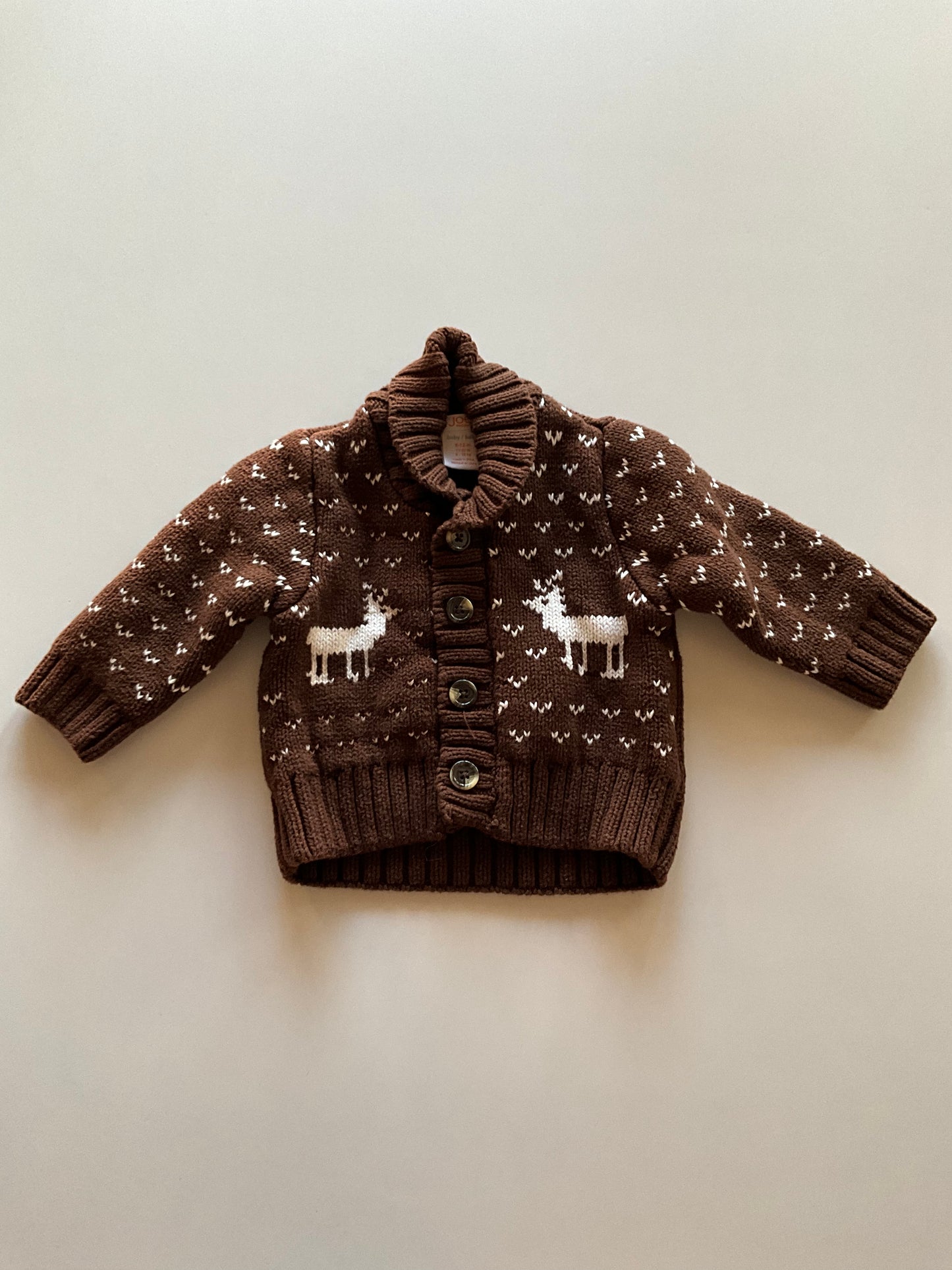 Brown Knit Reindeer Cardigan