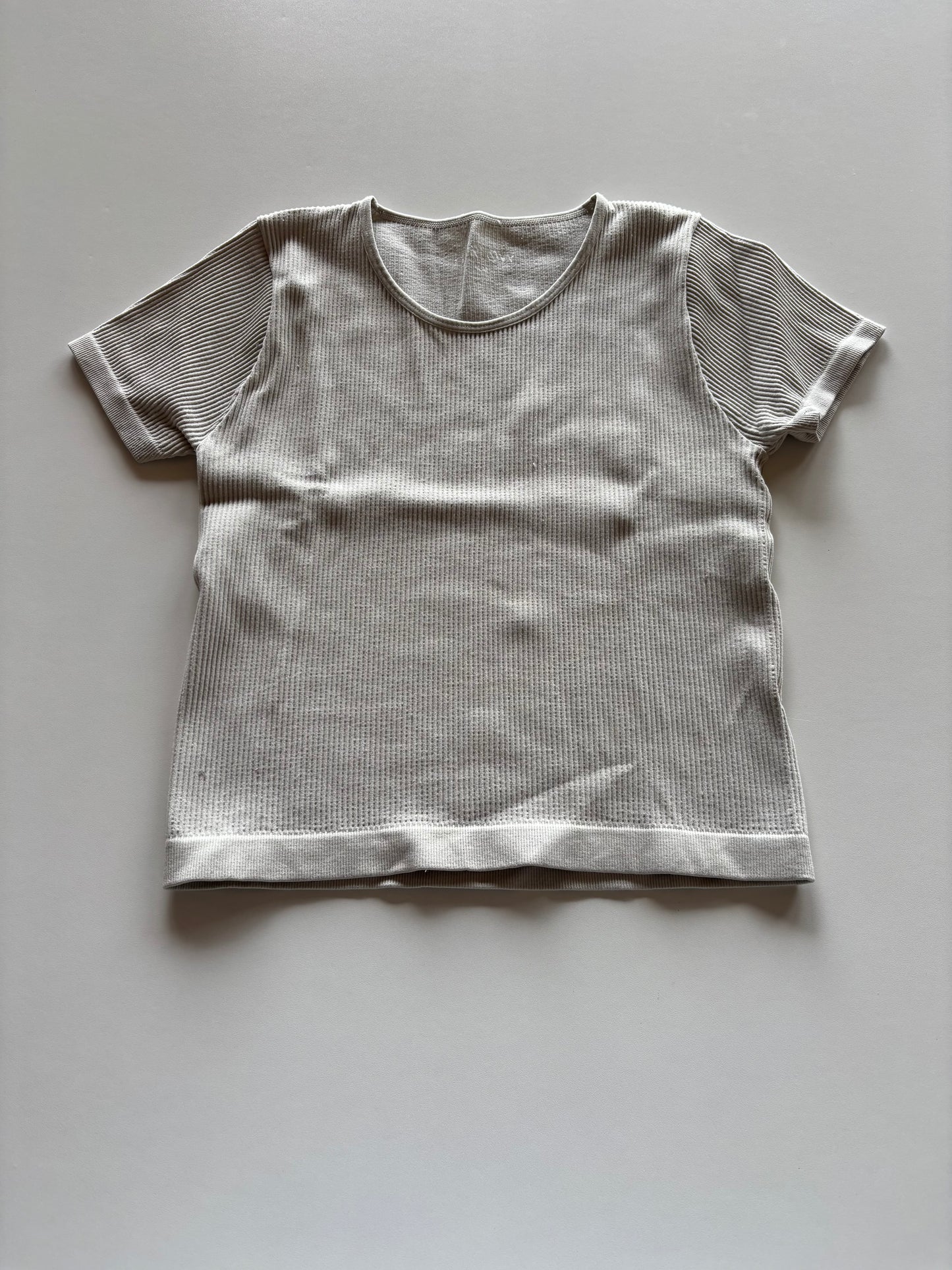 Grey Ribbed Cropped Tee