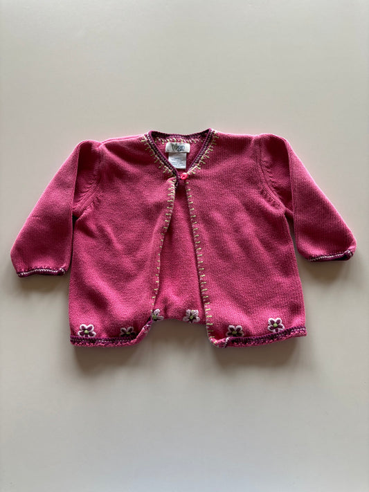 Pink Knit Embroidered Cardigan