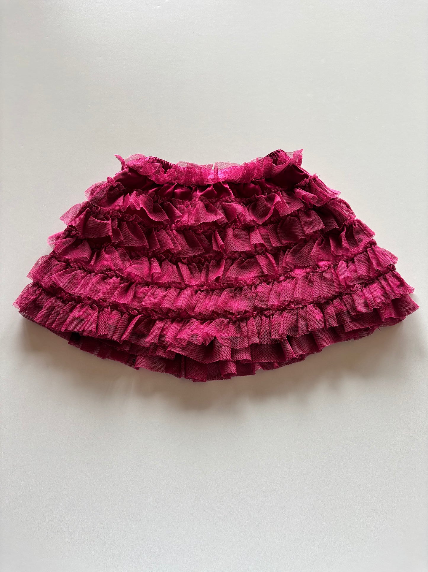 Burgundy Tulle Tiered Skirt