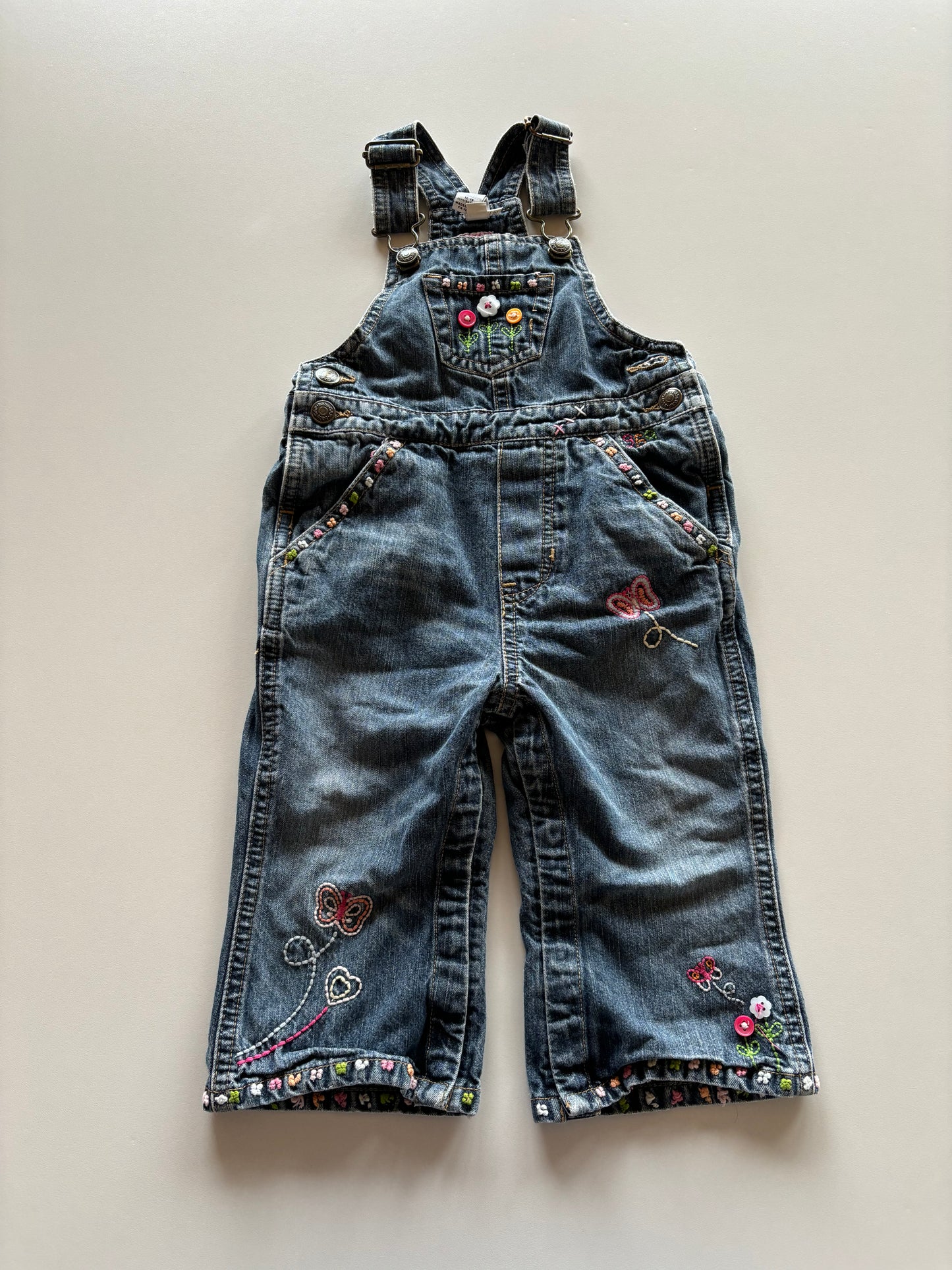 Embroidered Denim Overalls