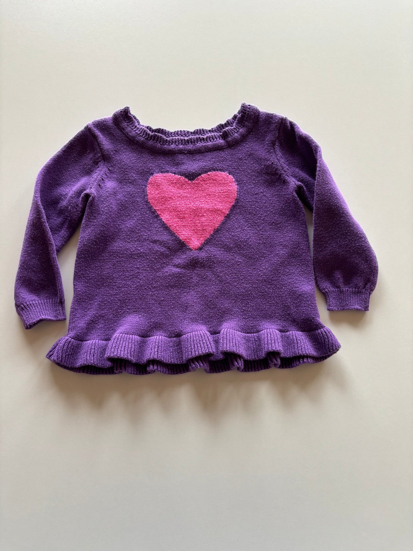 Purple Knit Heart Sweater