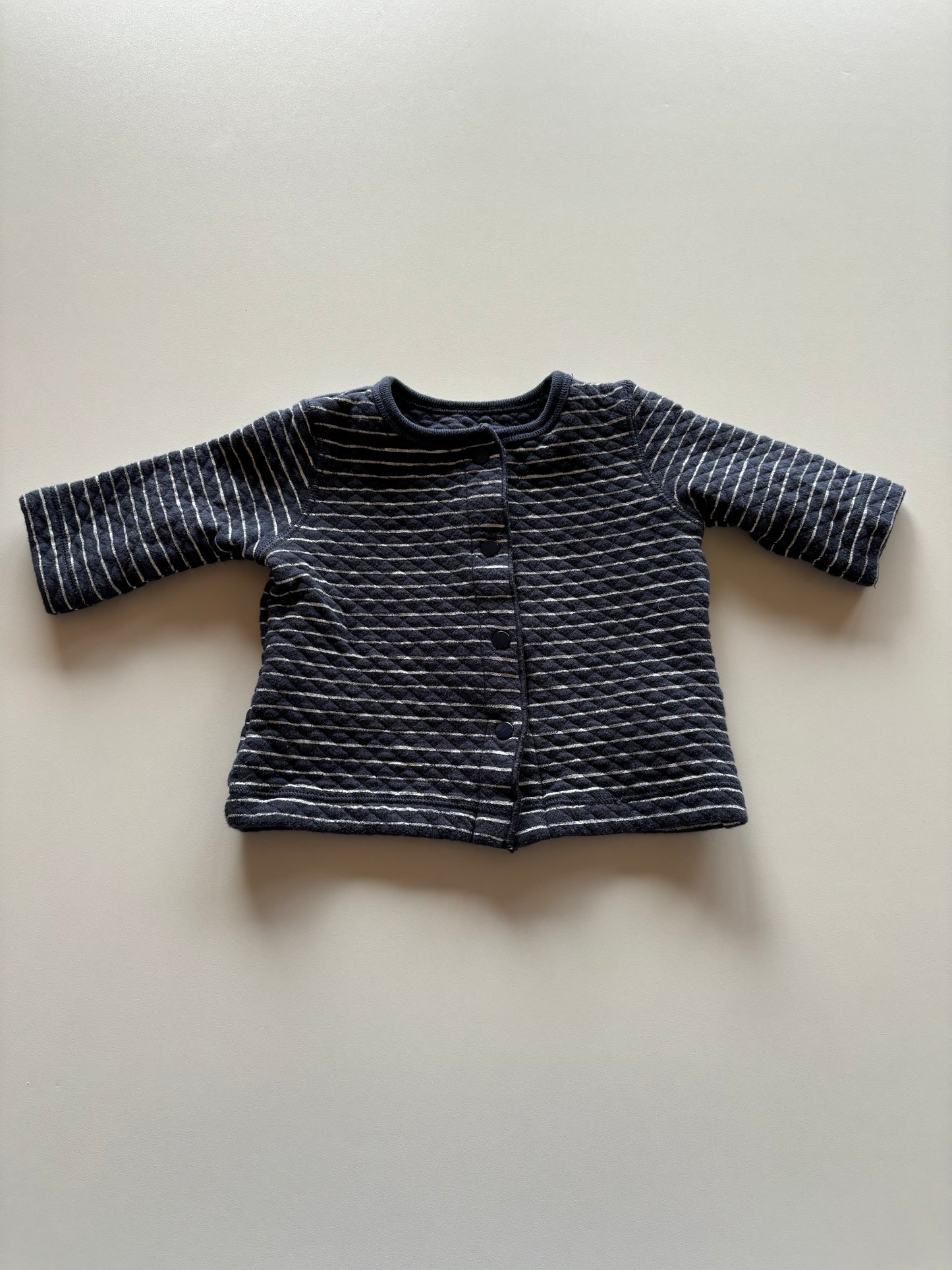Quilted Navy Striped Cardigan