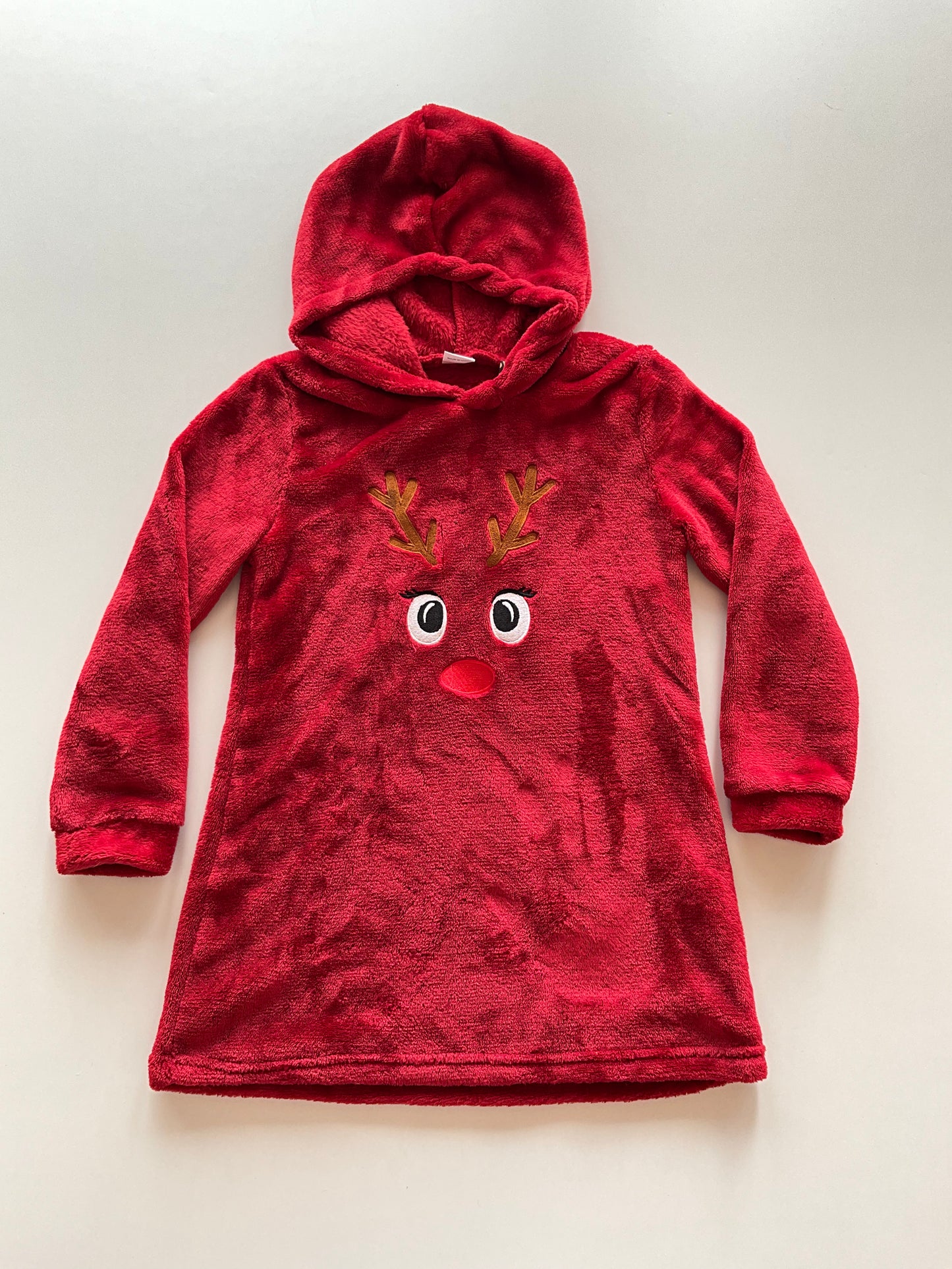 Fuzzy Red Reindeer Tunic Hoodie