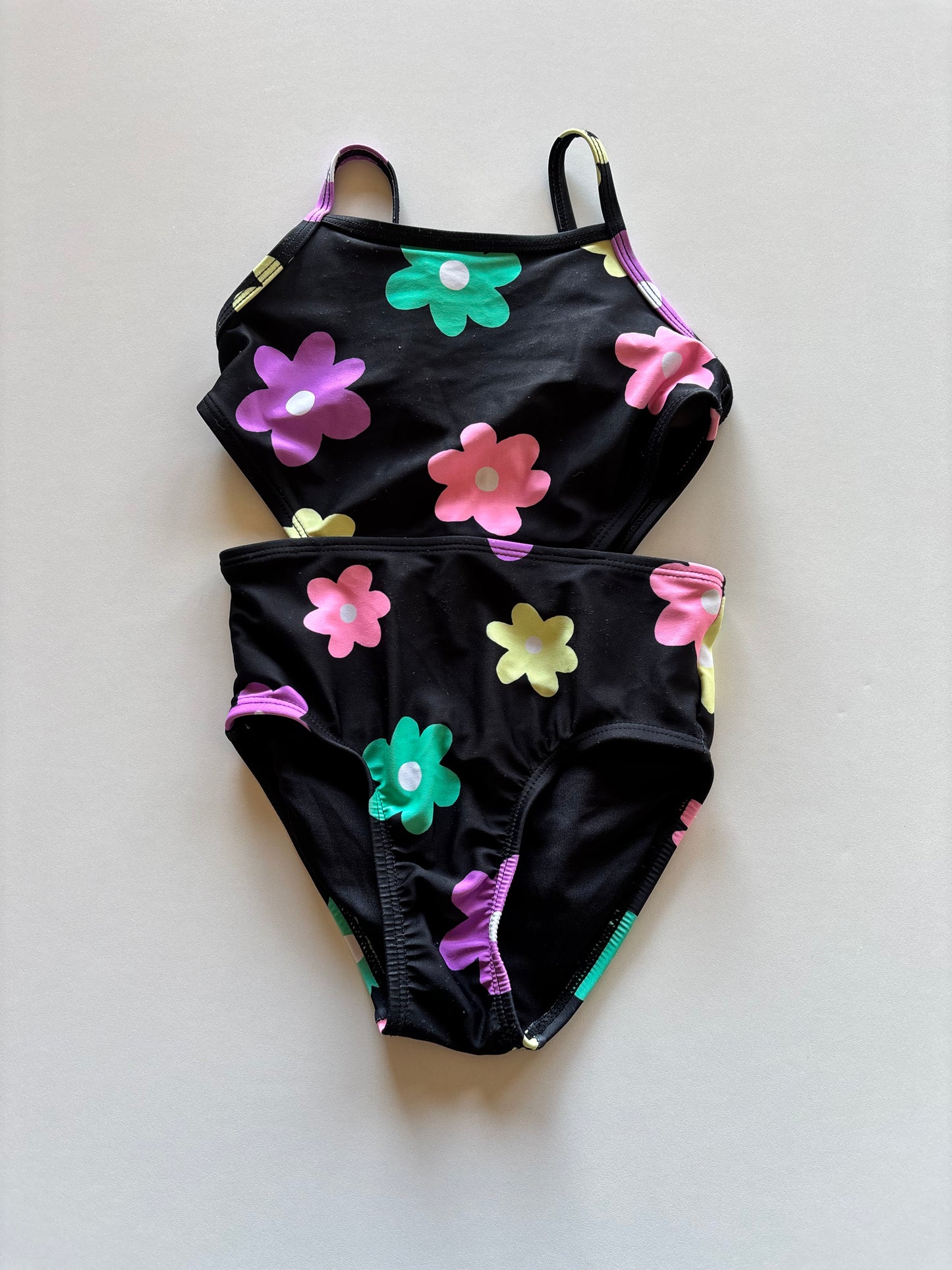 Black Colourful Daisy Swim Suit