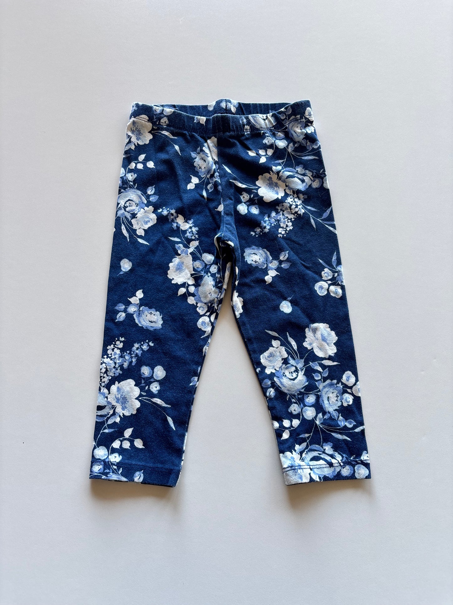 Blue Floral Capri Leggings