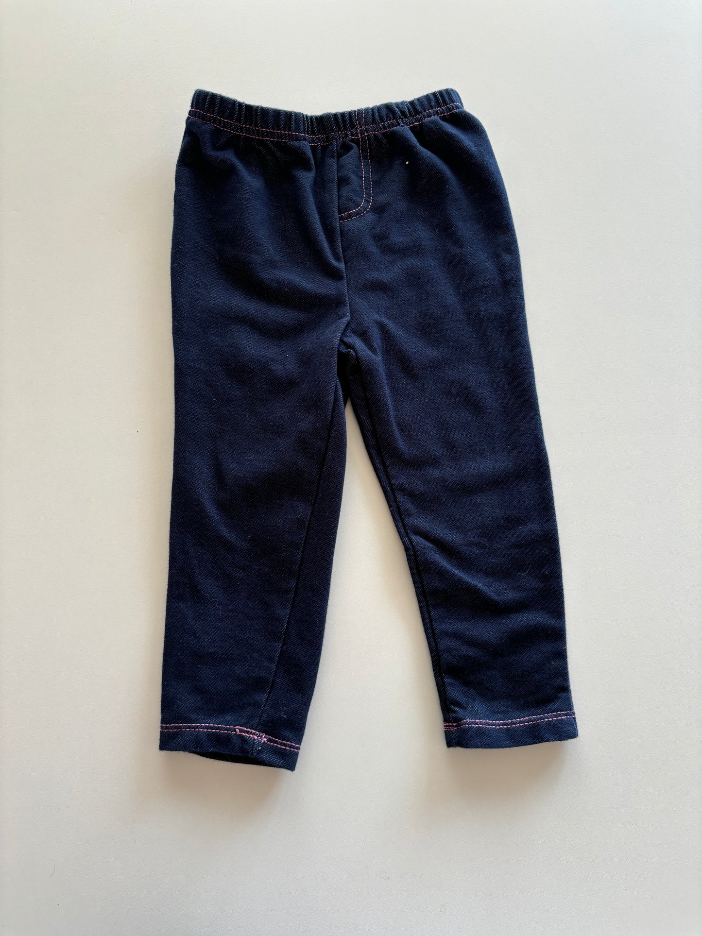 Dark Blue Jeggings with Pink Stitching