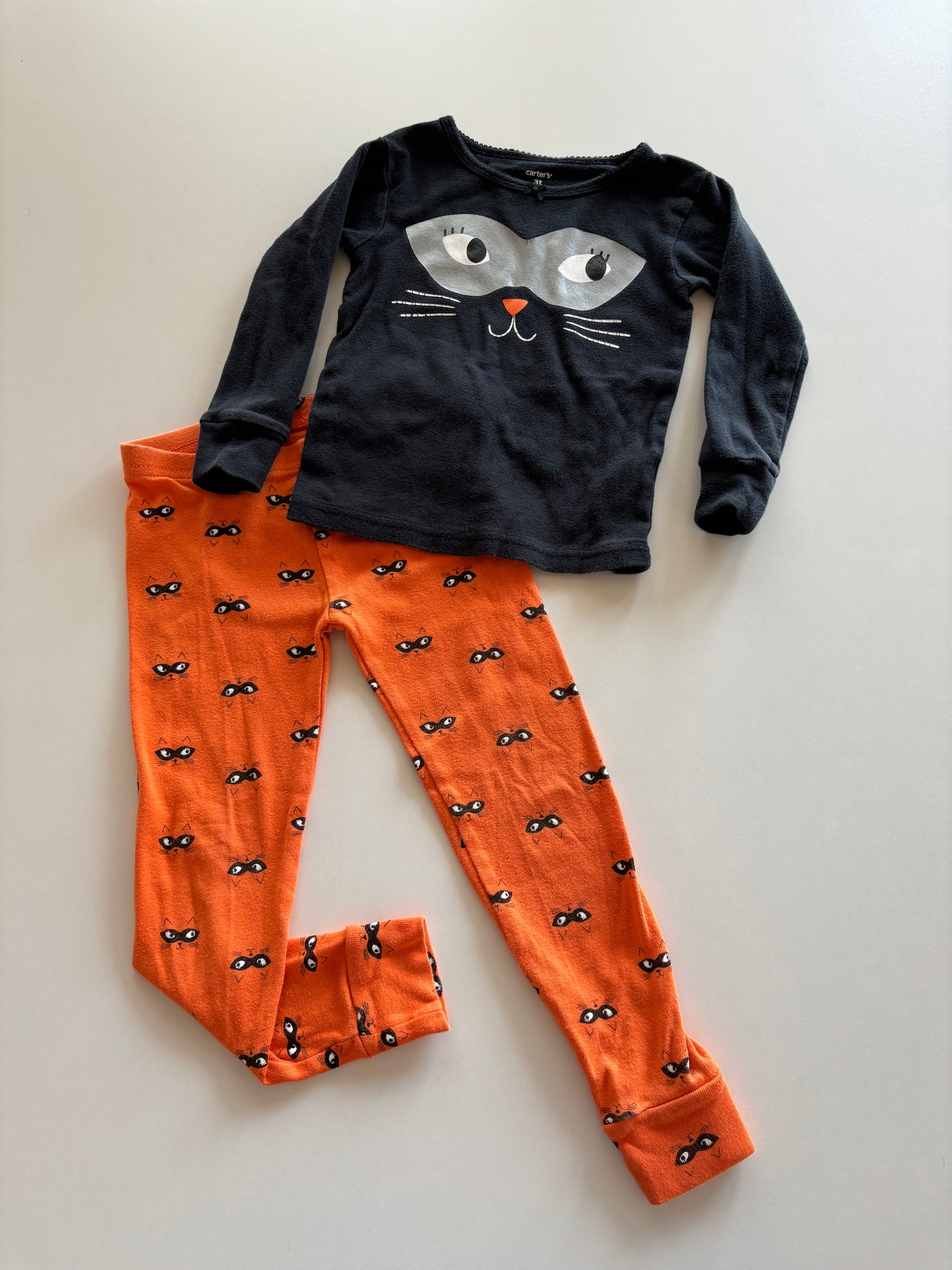 2pc Black & Orange Cat Pajamas