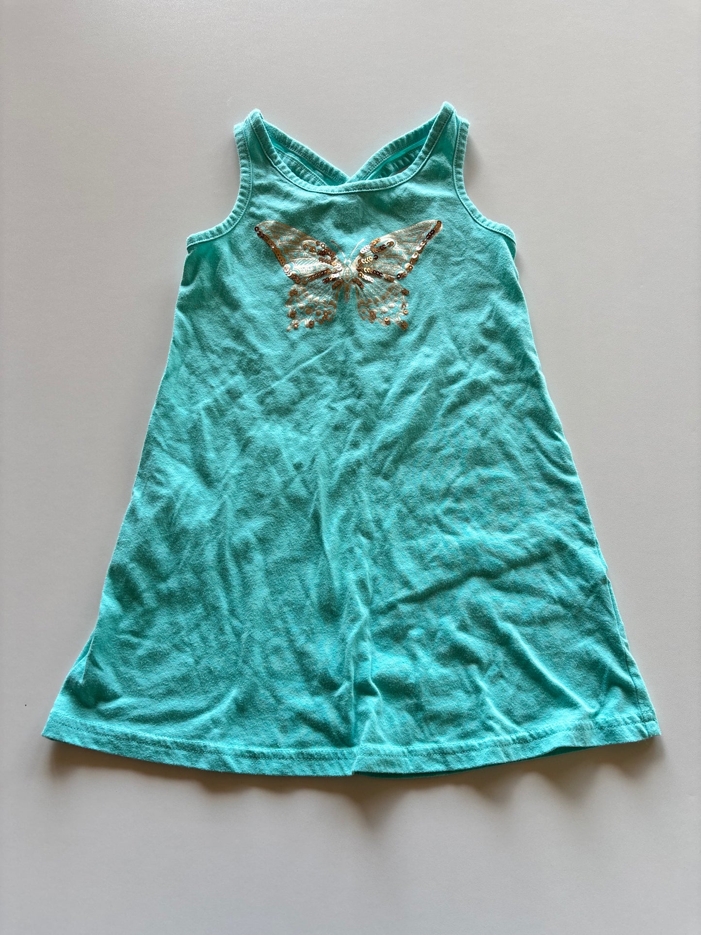 Blue & Gold Butterfly Tank Dress