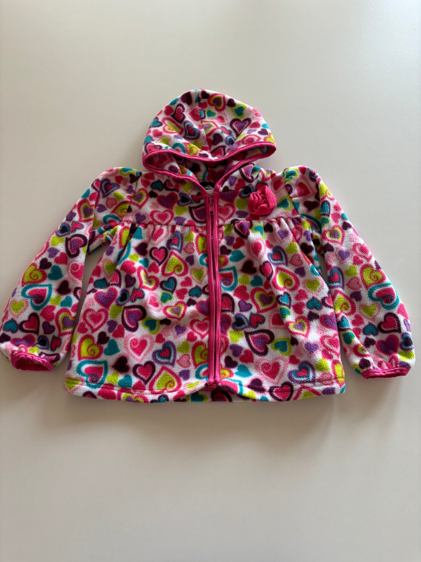 Colourful Heart Zip Up Fleece Hoodie