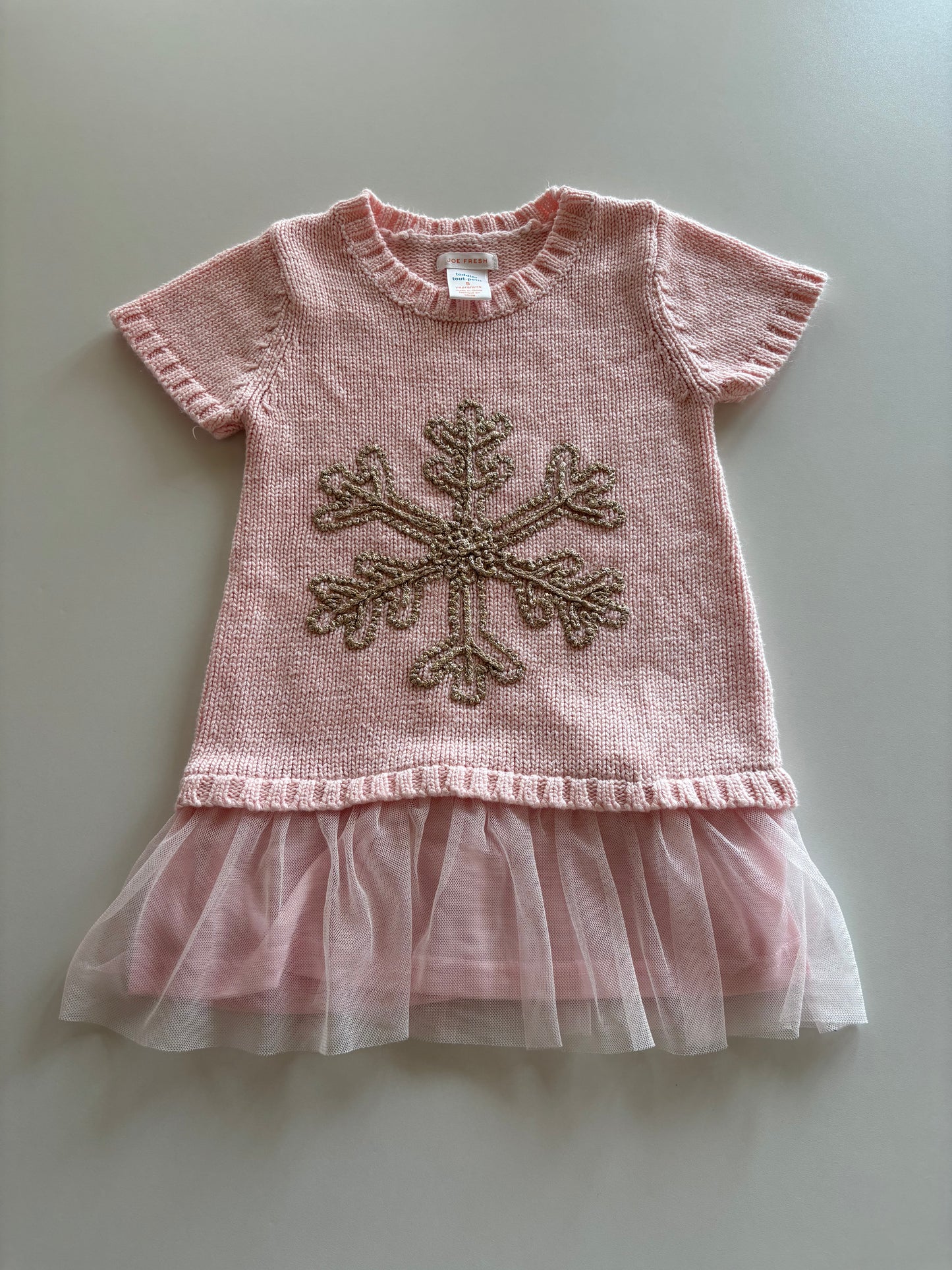 Pink & Gold Knit Snowflake Tunic
